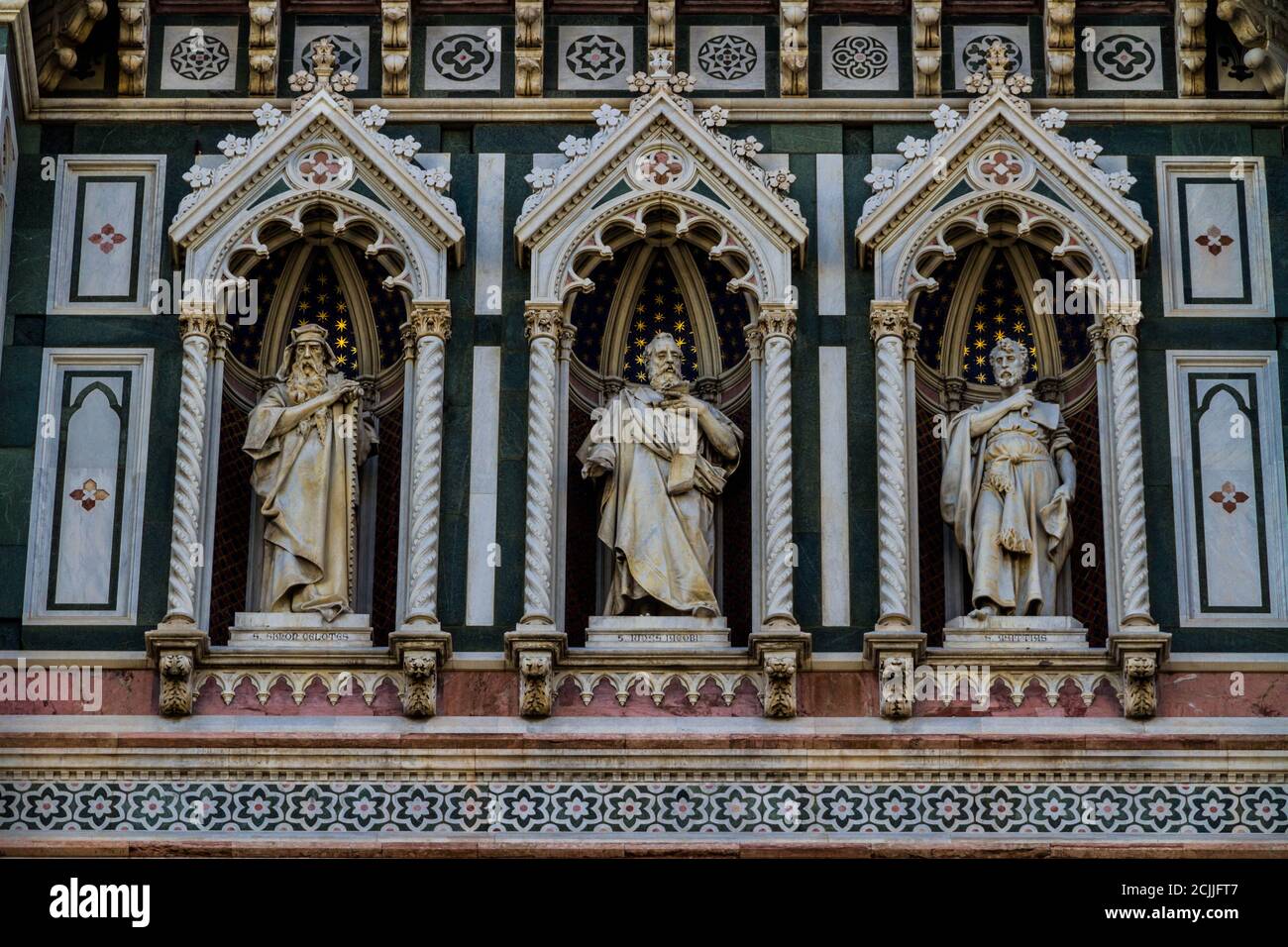 Dettagli esterni del Duomo di Firenze (Santa Maria del Fiore) Foto Stock