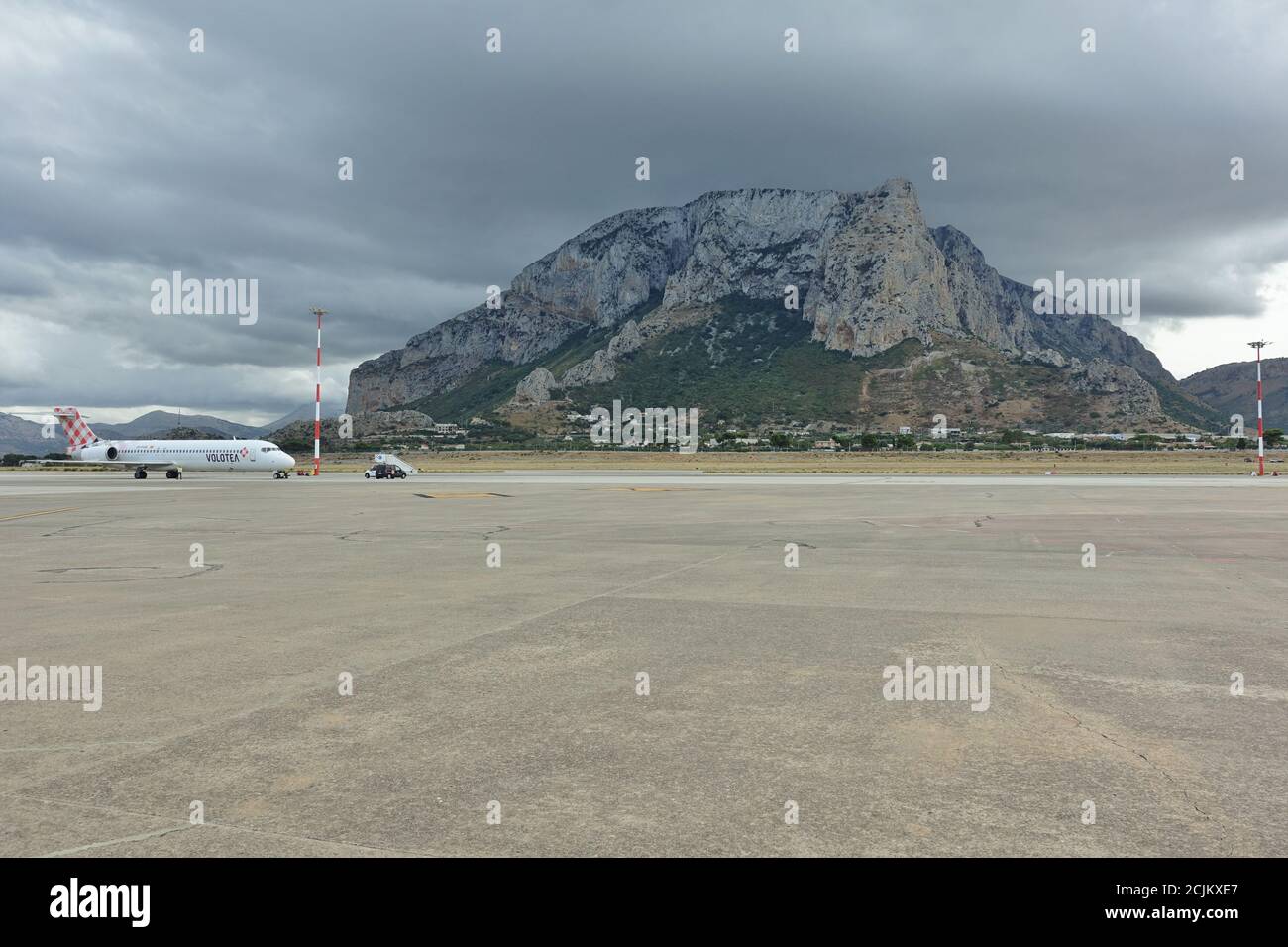 PALERMO, ITALIA -3 SET 2020- Vista dell'aeroporto Falcone Borsellino (PMO) di Palermo, Sicilia. Foto Stock