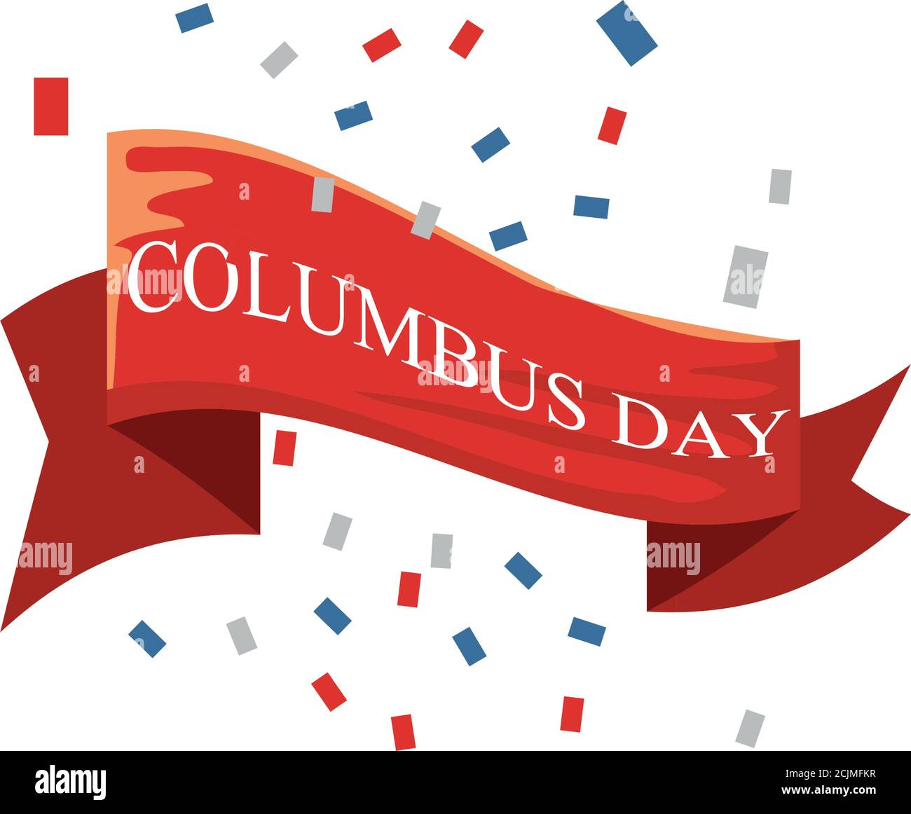 nastro rosso con etichetta del giorno columbus su vettore di sfondo bianco disegno dell'illustrazione Illustrazione Vettoriale
