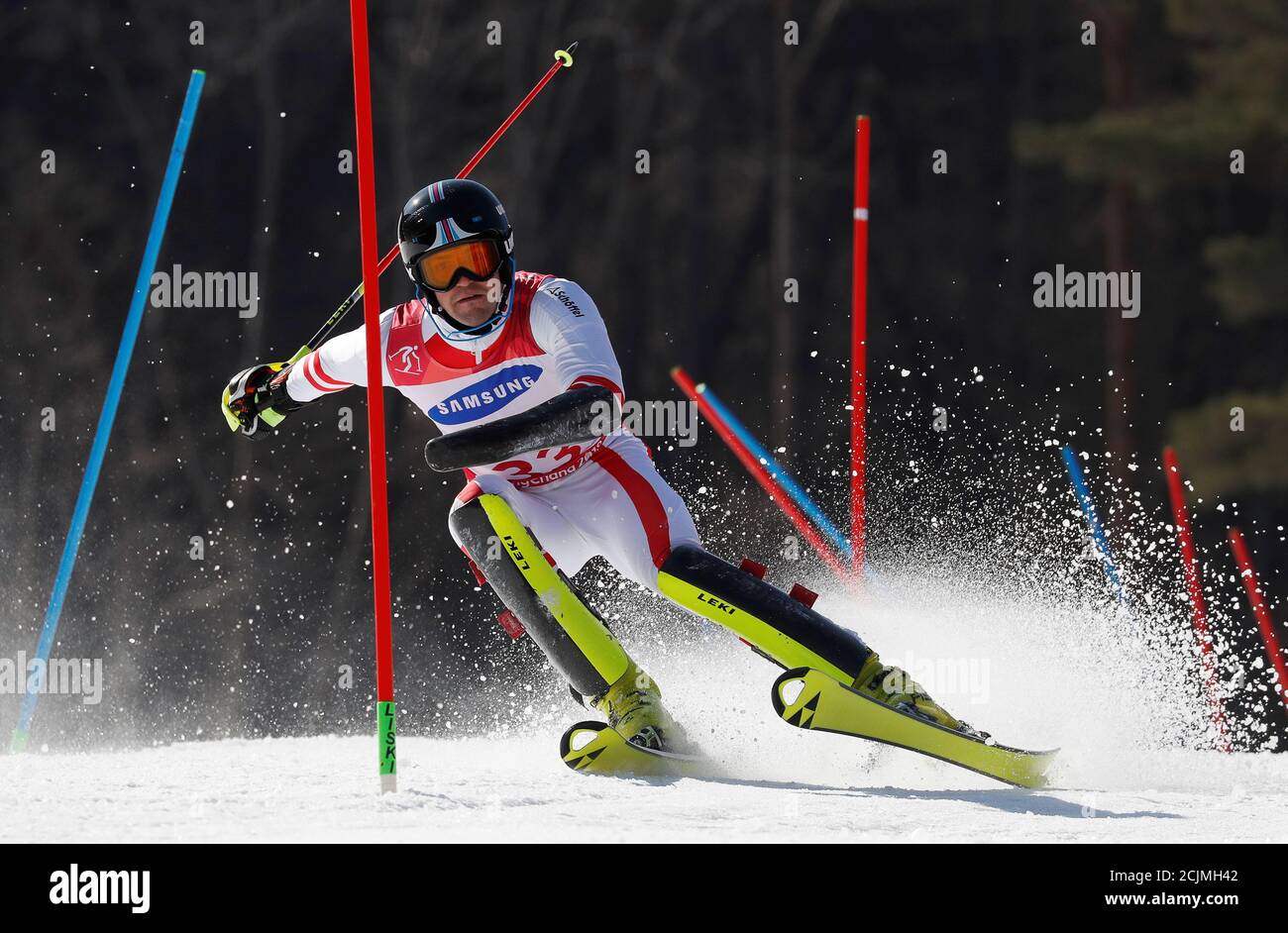 Sci Alpino Pyeongchang 2018 Paralimpiadi Invernali Slalom Maschile In Piedi Corsa 1 Jeongseon Alpine Centre Jeongseon Corea Del Sud 17 Marzo 2018 Martin Wuerz D Austria Reuters Paul Hanna Foto Stock Alamy