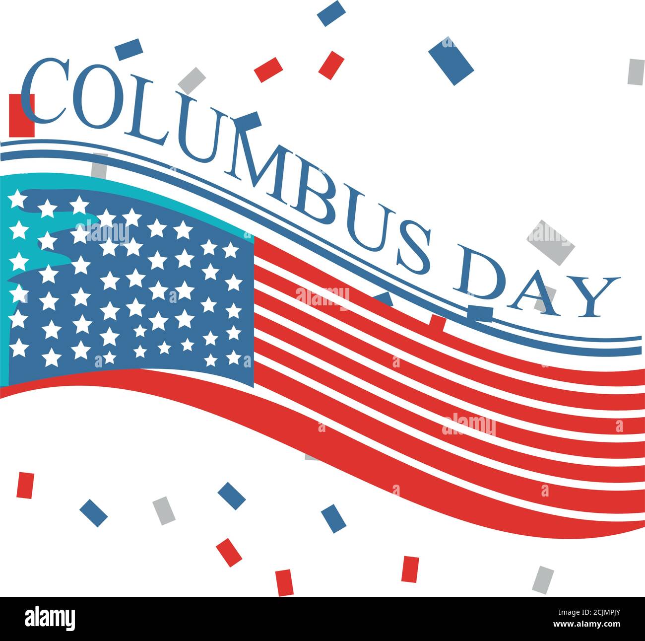 bandiera degli stati uniti con etichetta columbus day su vettore di sfondo bianco disegno dell'illustrazione Illustrazione Vettoriale