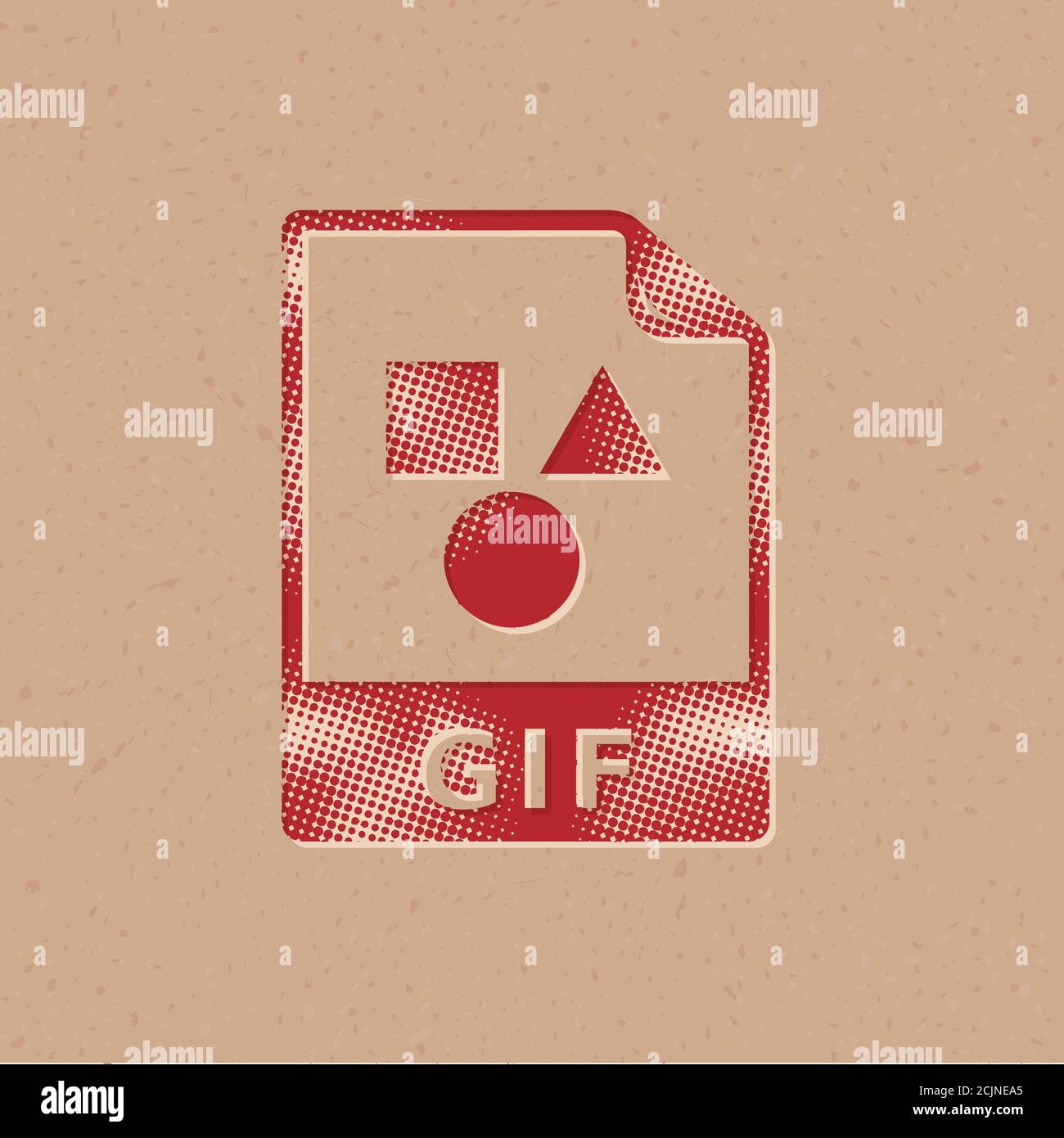 Icona formato file immagine in stile mezzitoni. Immagine vettoriale grunge di sfondo. Illustrazione Vettoriale