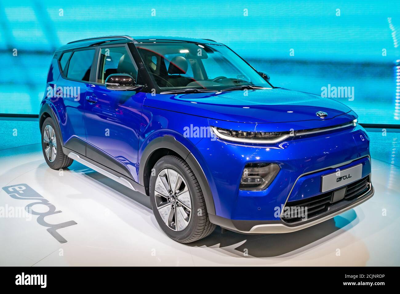 Auto elettrica Kia e-Soul all'89° Salone Internazionale dell'Auto di Ginevra. Ginevra, Svizzera - 5 marzo 2019. Foto Stock