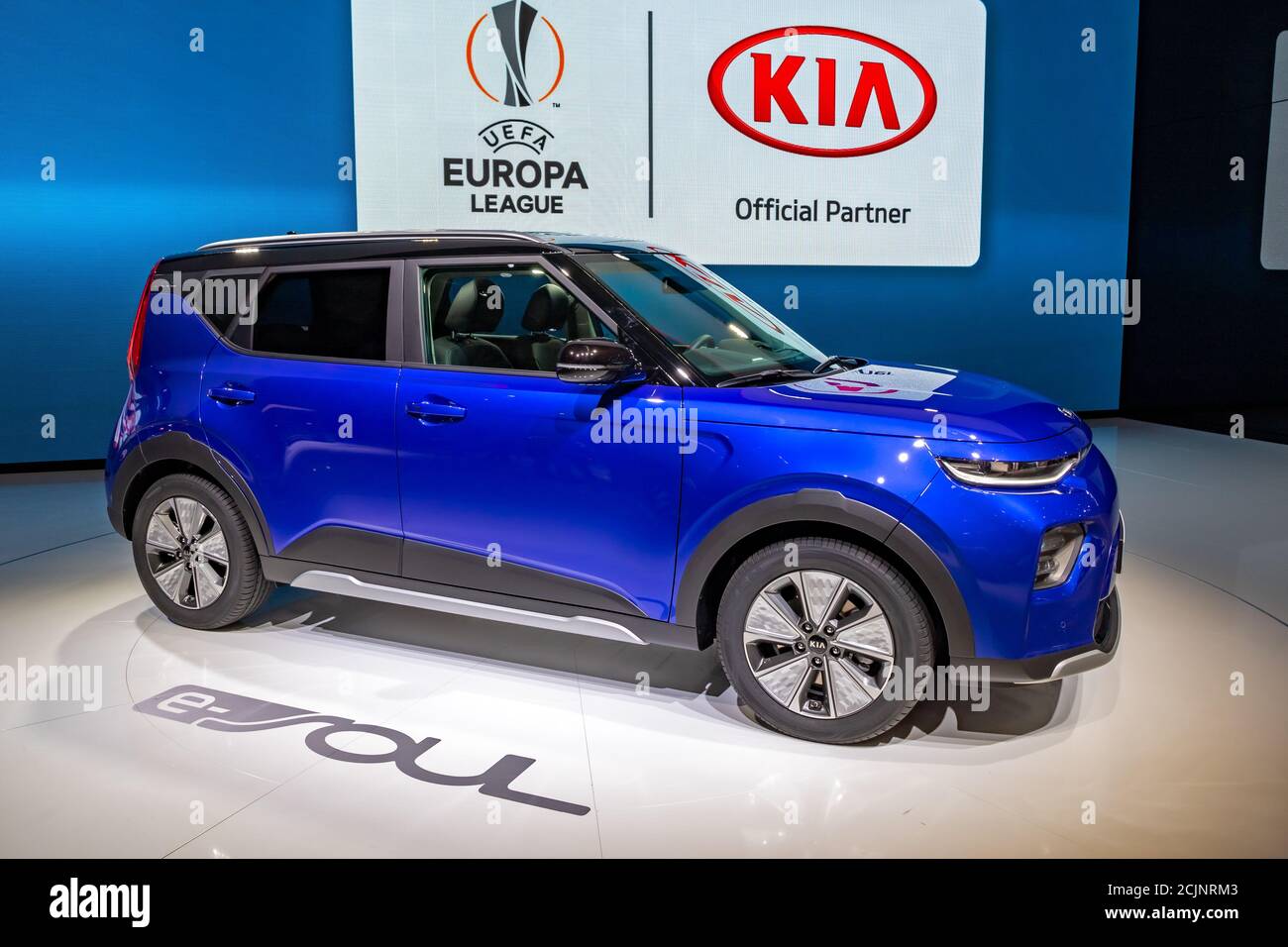 Auto elettrica Kia e-Soul all'89° Salone Internazionale dell'Auto di Ginevra. Ginevra, Svizzera - 5 marzo 2019. Foto Stock