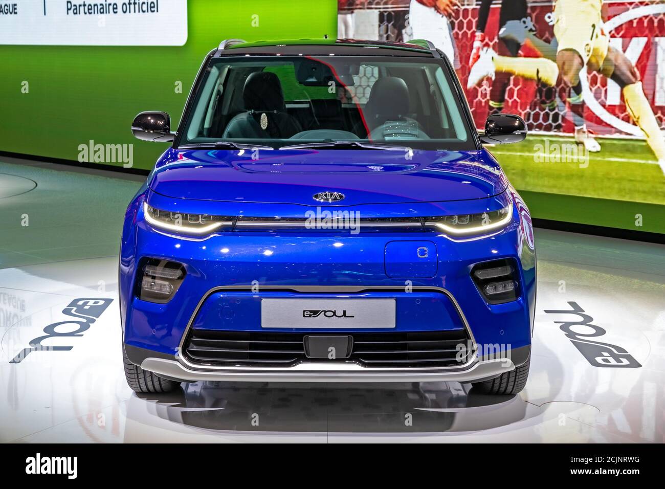 Auto elettrica Kia e-Soul all'89° Salone Internazionale dell'Auto di Ginevra. Ginevra, Svizzera - 5 marzo 2019. Foto Stock