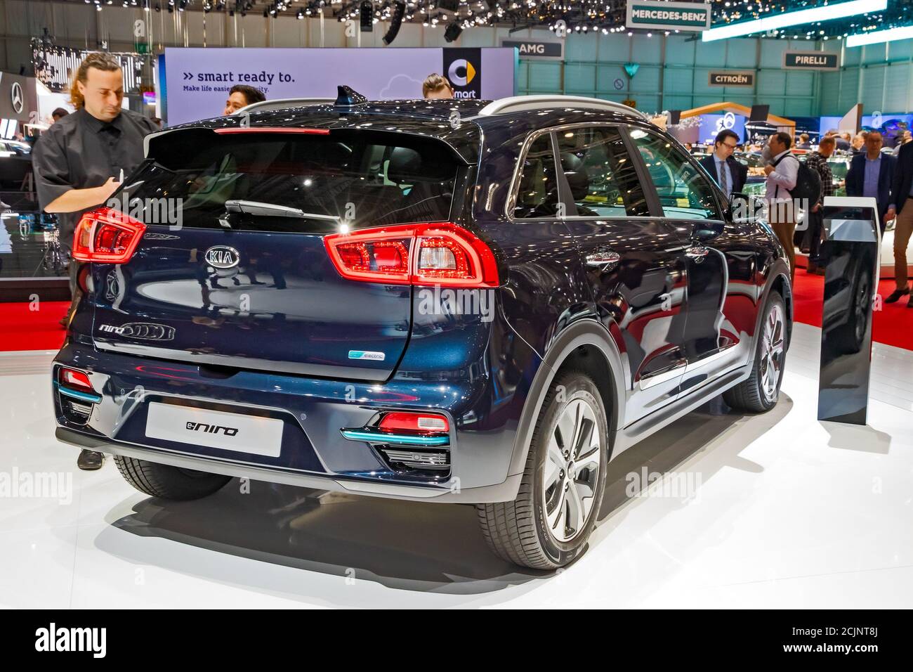 Auto elettrica Kia e-Niro all'89° Salone Internazionale dell'automobile di Ginevra. Ginevra, Svizzera - 5 marzo 2019. Foto Stock