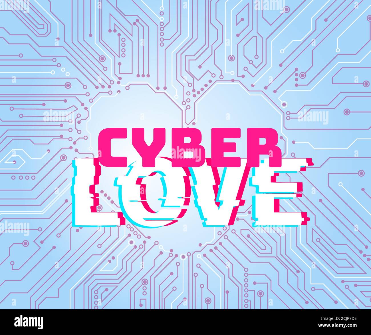 Tecnologia informatica di San Valentino, tecnologia del cuore astratto. È un simbolo di amore. Cyberpunk San Valentino, elettronico cuore-a forma di cuore cibernetico San Valentino Illustrazione Vettoriale