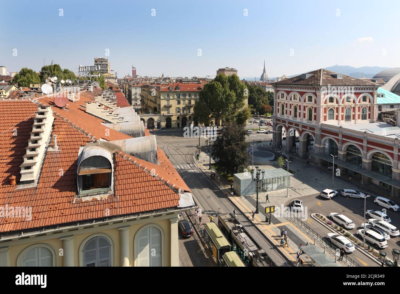 Vista su porta Nuova, Torino, Piemonte, Italia. Foto Stock