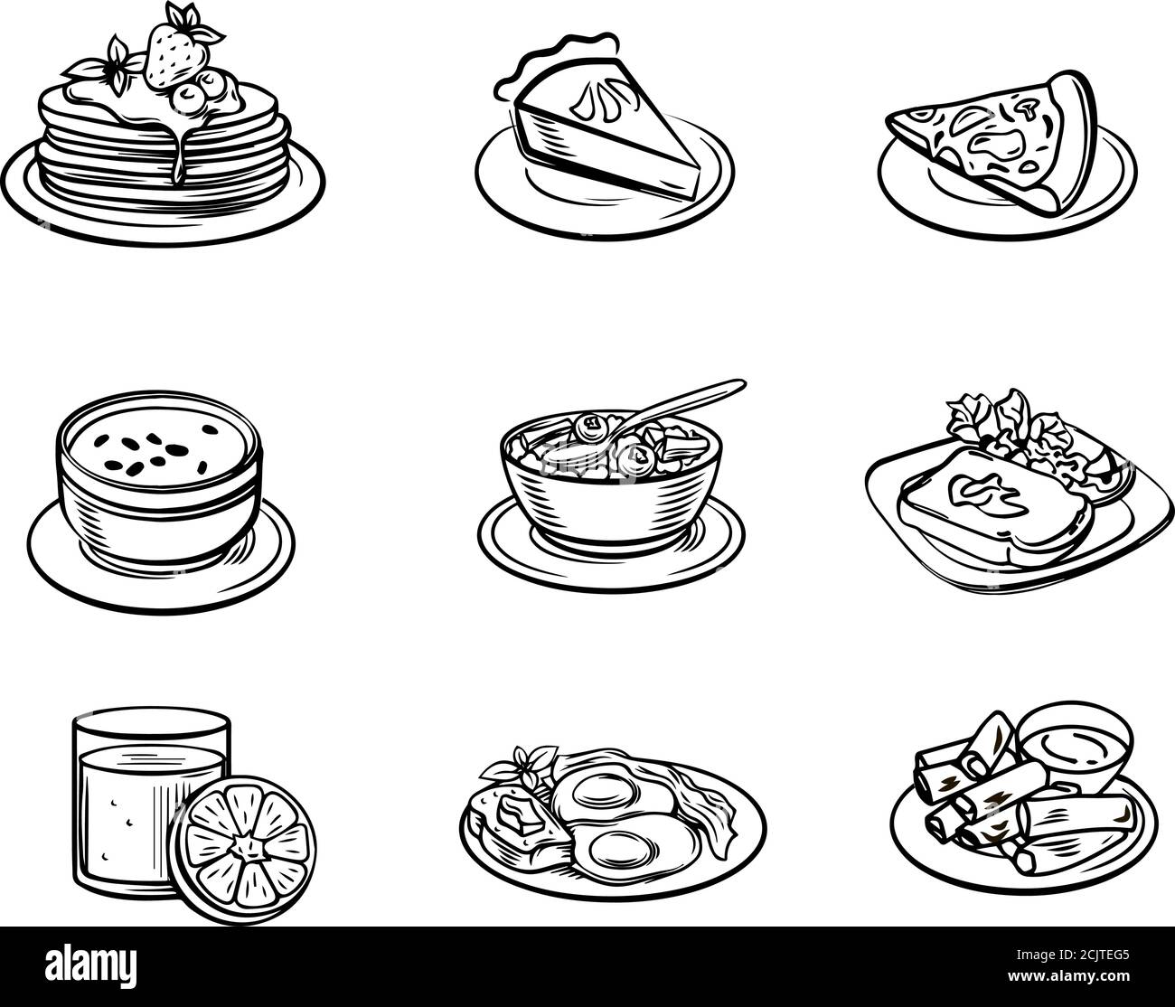 Icone e simboli possono essere utilizzati sul sito web o nel menu del ristorante, illustrazioni per ricette o pagine di prezzo, Menu food icone artigianale gesso su a. Illustrazione Vettoriale