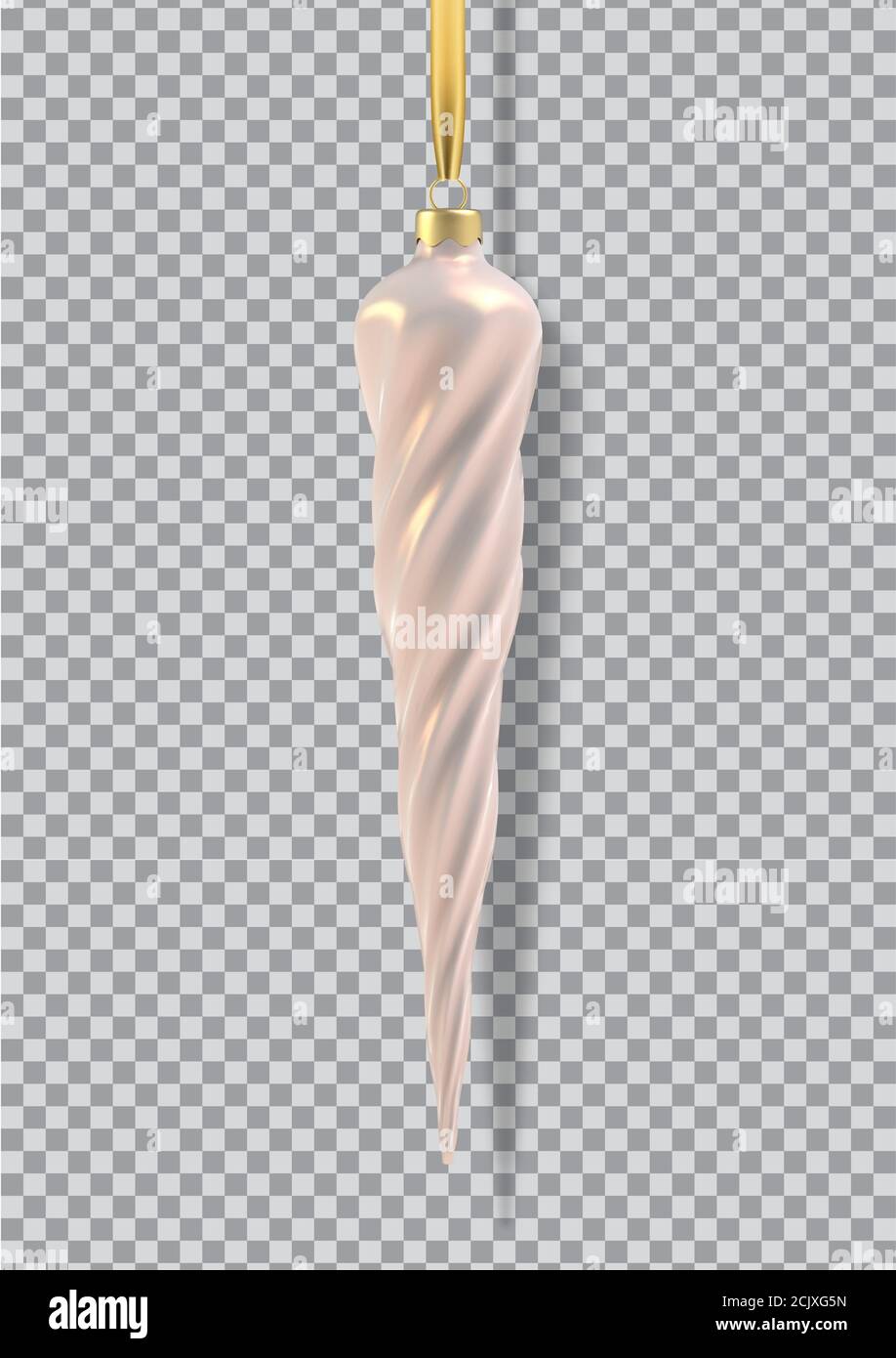 Realistico giocattolo rosa perla albero di Natale sotto forma di una cicetta, spirale. Illustrazione Vettoriale