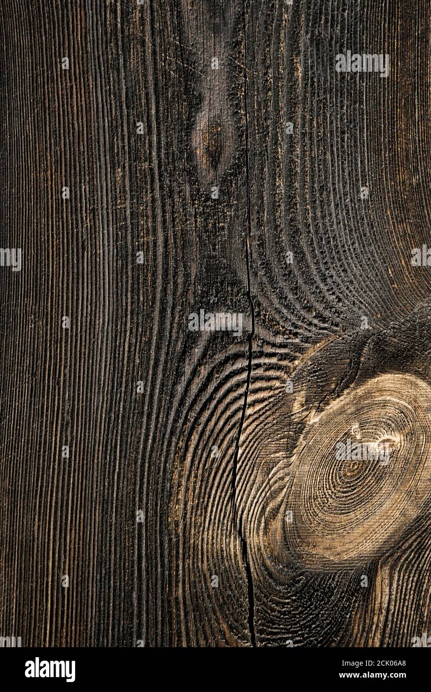 Il vecchio ricco legno grano sfondo texture con nodi. Foto Stock
