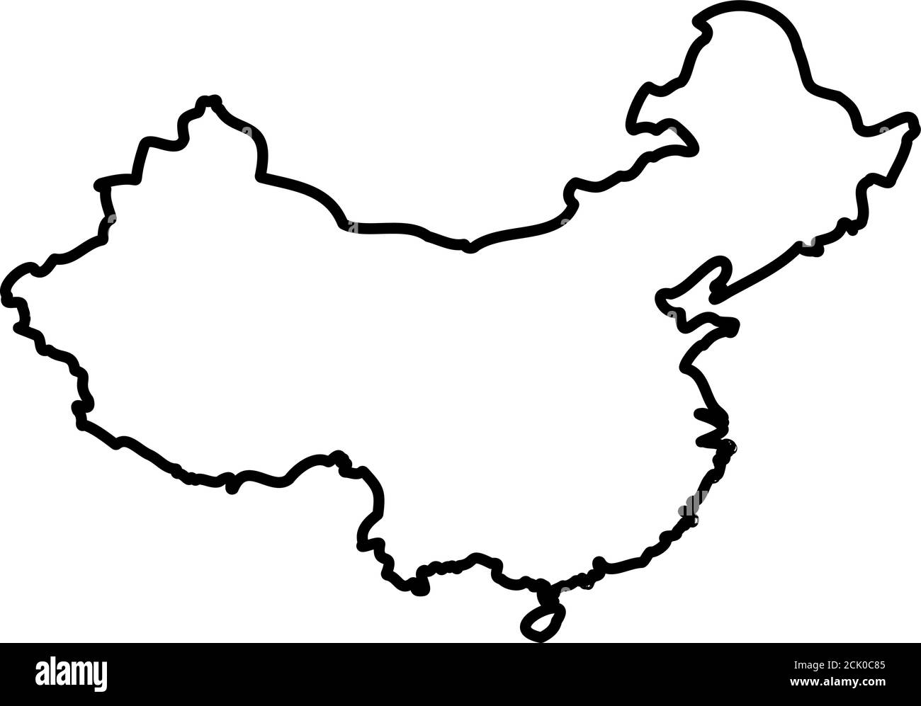 Cina - carta dei confini nera piena dell'area del paese. Semplice  illustrazione vettoriale piatta Immagine e Vettoriale - Alamy