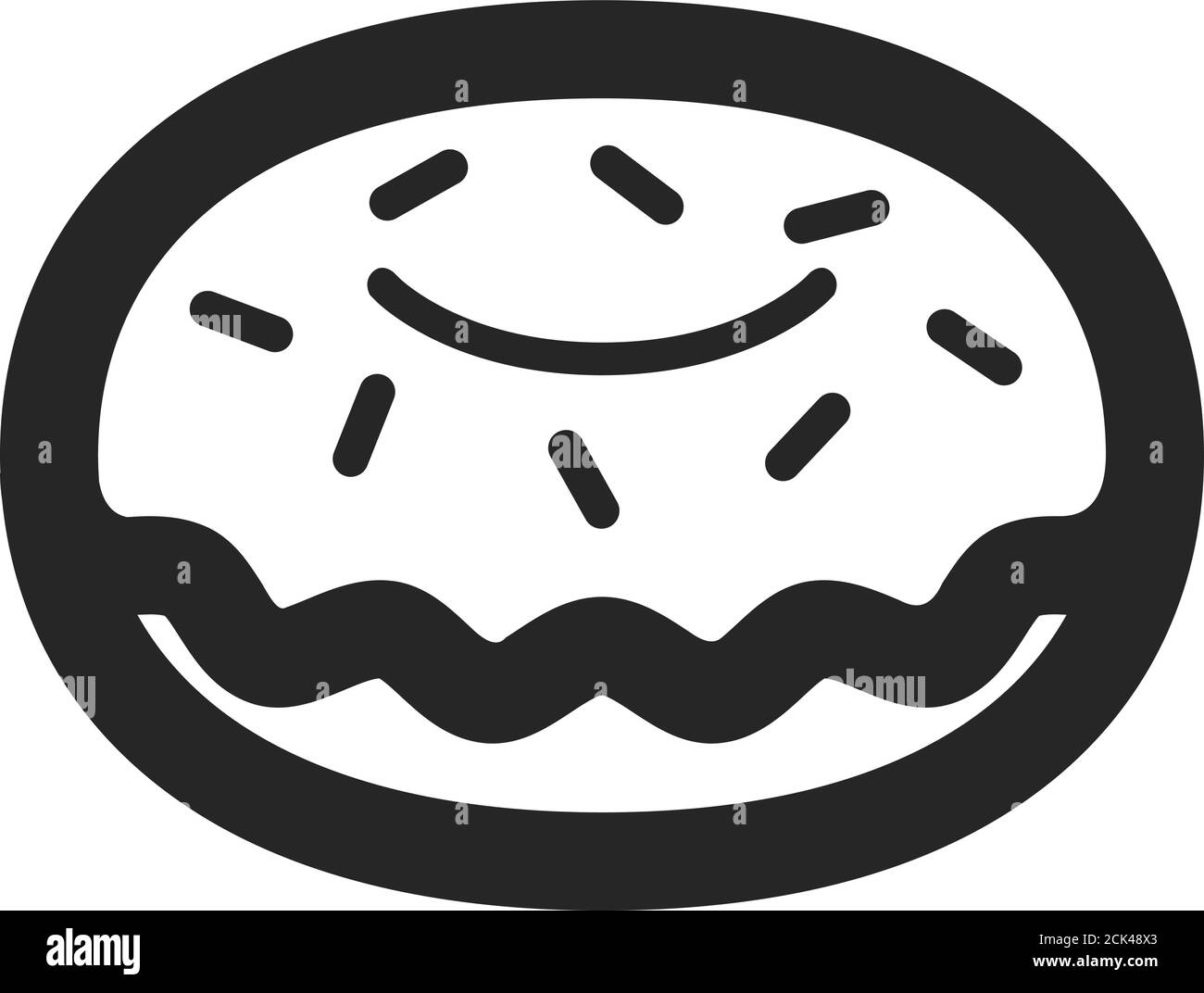 Icona delle ciambelle con un profilo spesso. Illustrazione vettoriale in bianco e nero. Illustrazione Vettoriale