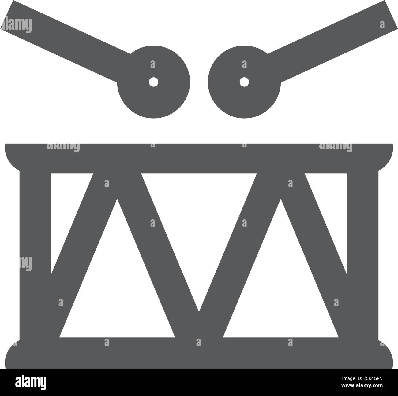 Icona del tamburo in stile contorno spesso. Illustrazione vettoriale in bianco e nero. Illustrazione Vettoriale