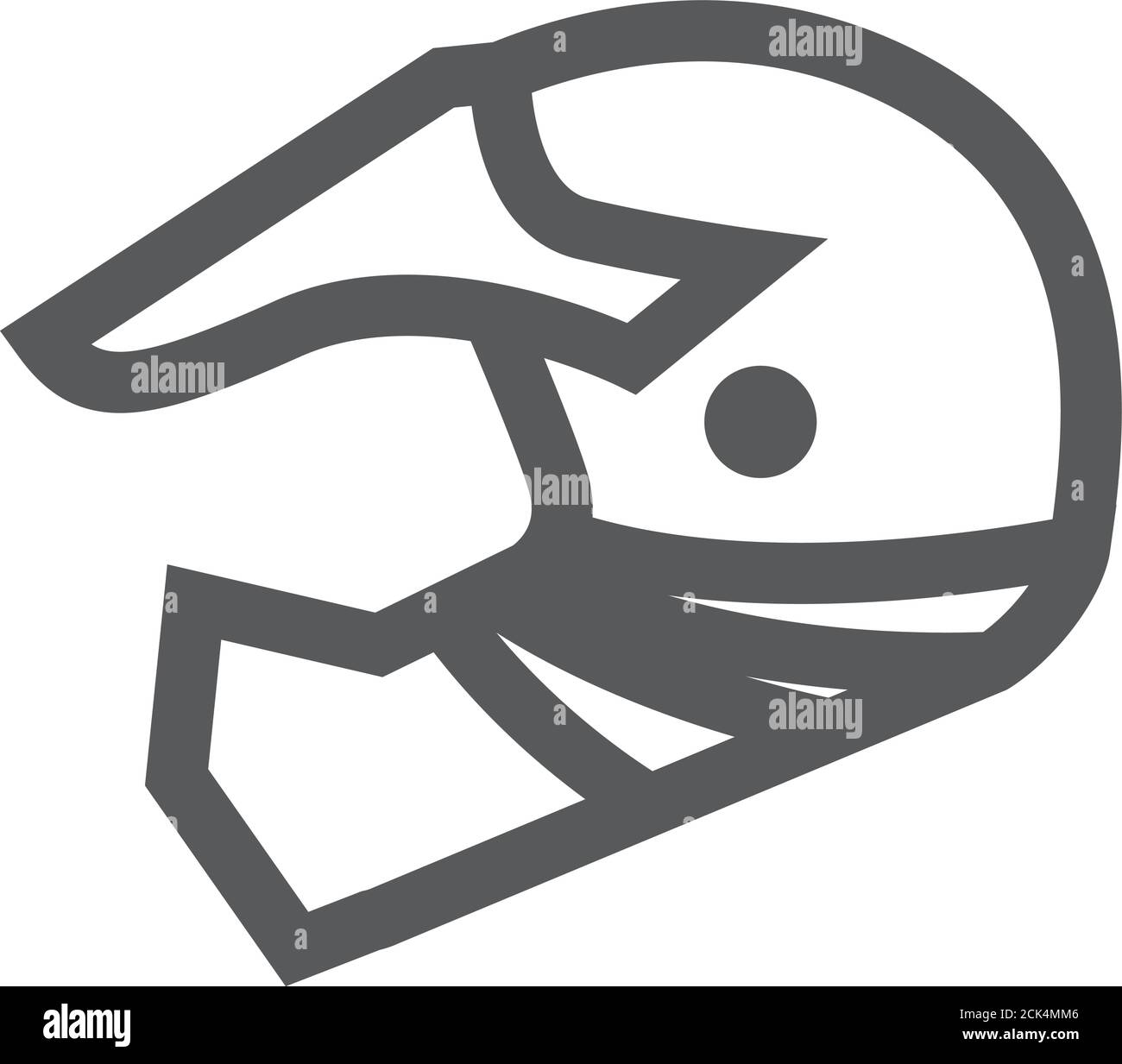 Icona del casco per motociclette con profilo spesso. Illustrazione vettoriale in bianco e nero. Illustrazione Vettoriale