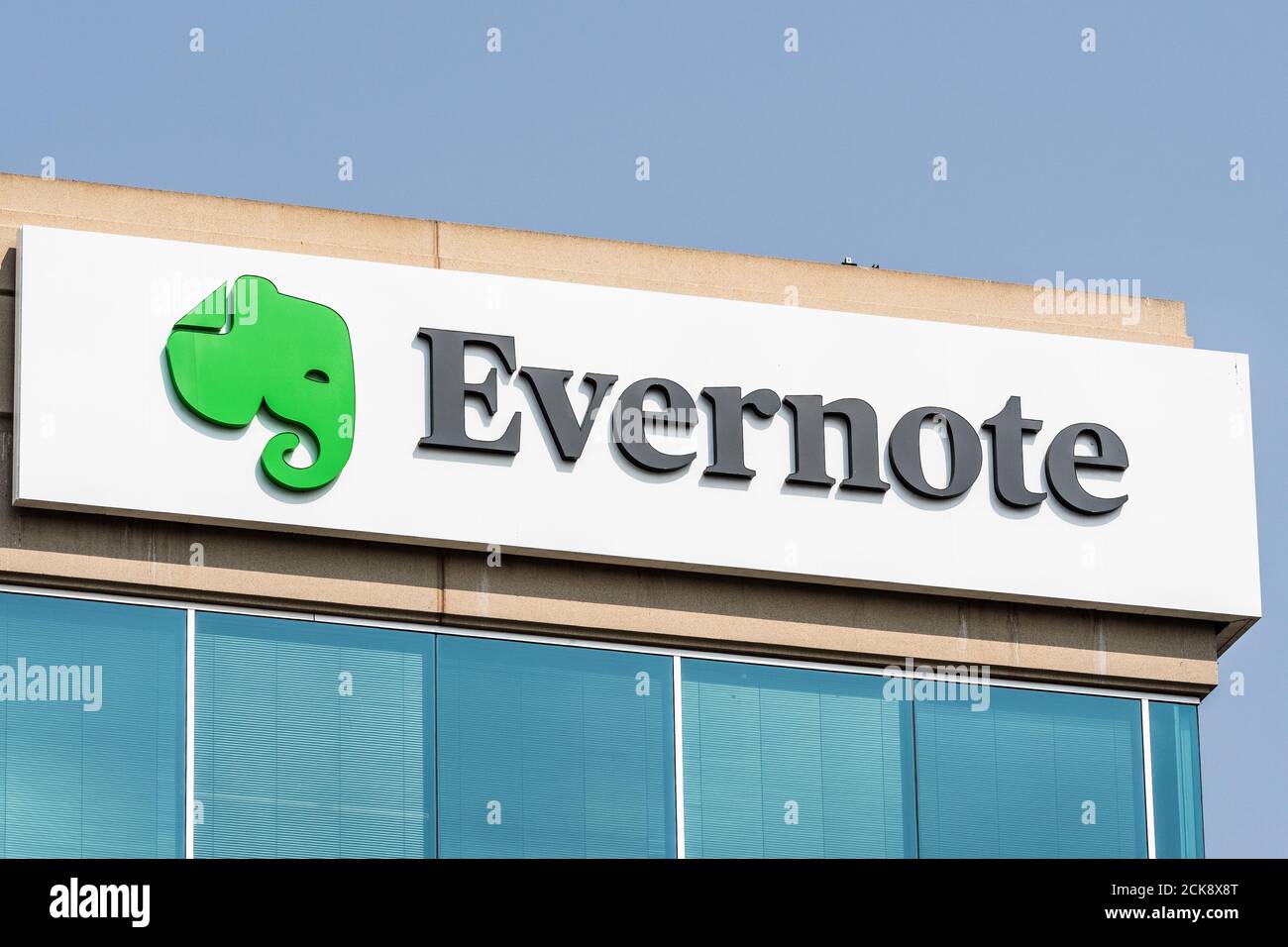15 settembre 2020 Redwood City / CA / USA - Evernote Corporation logo presso la loro sede centrale in Silicon Valley; Evernote è un'app progettata per la nota t Foto Stock