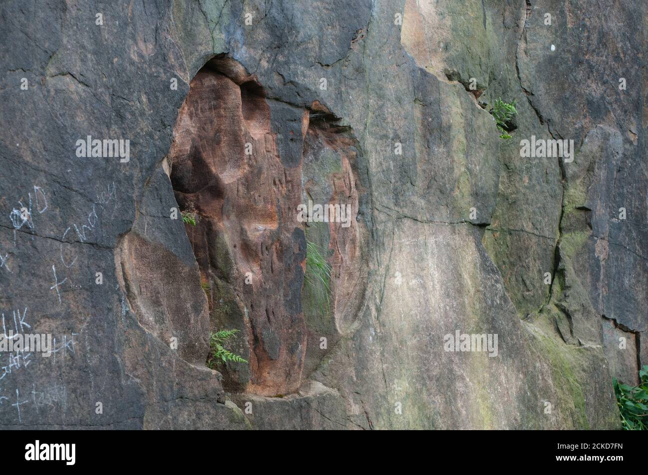 Intorno al Regno Unito - la cava lavorata di Denham, alla periferia di Chorley, Regno Unito. Frequentemente usato dagli arrampicatori Foto Stock