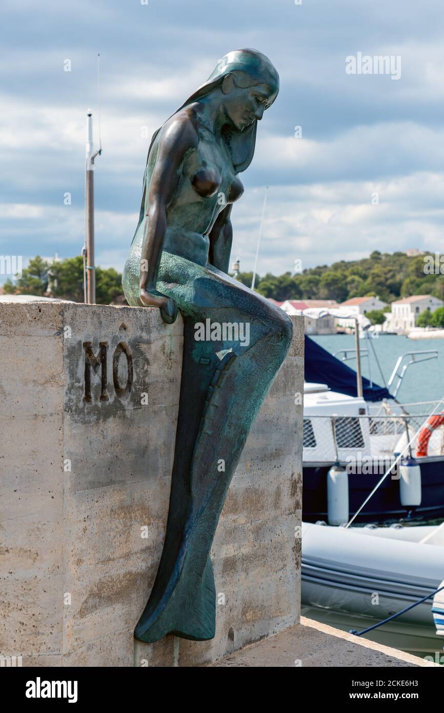 Statua della sirena Mo nel porto di Mahon - Minorca, isole Baleari, Spagna Foto Stock