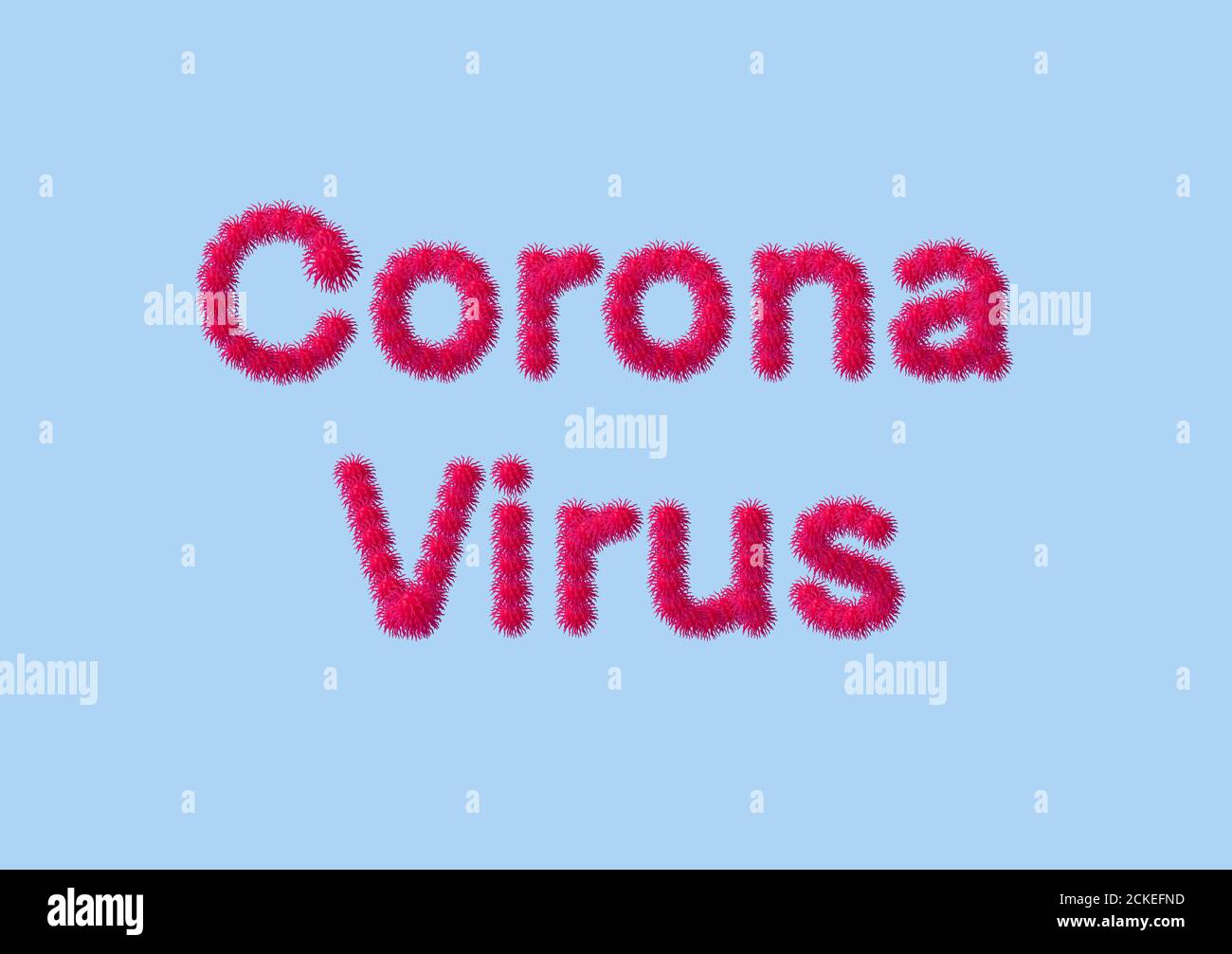 Composizione creativa con l'immagine di una particella di virione di un nuovo coronovirus per la copertina di un articolo informativo. Foto Stock
