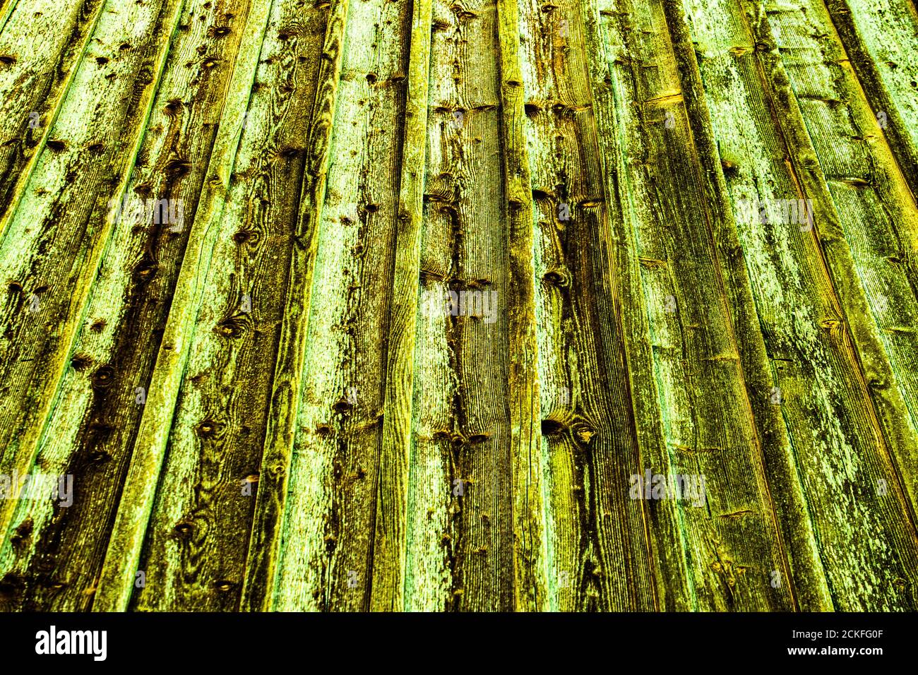 Struttura in legno giallo con prospettiva decrescente Foto Stock