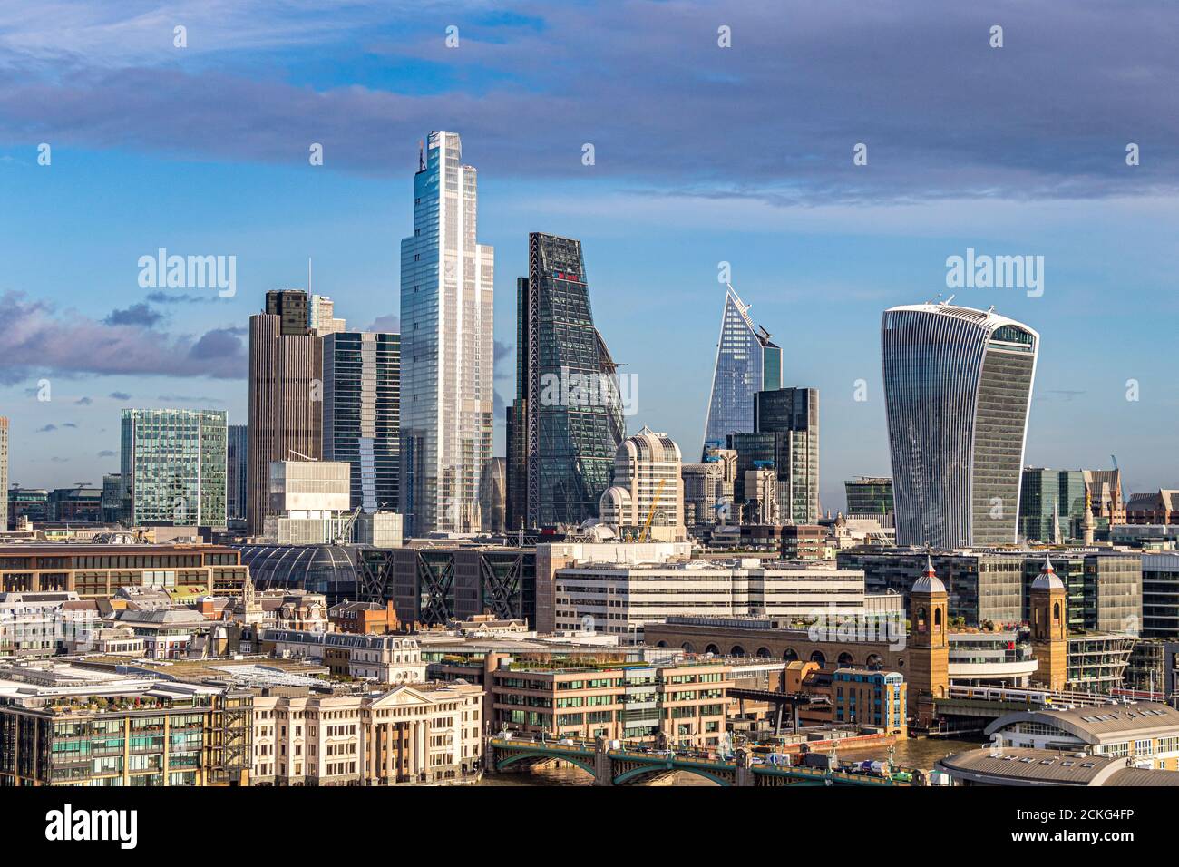 Lo skyline della Citta' di Londra il centro del quartiere finanziario e finanziario di Londra, Londra, Regno Unito Foto Stock