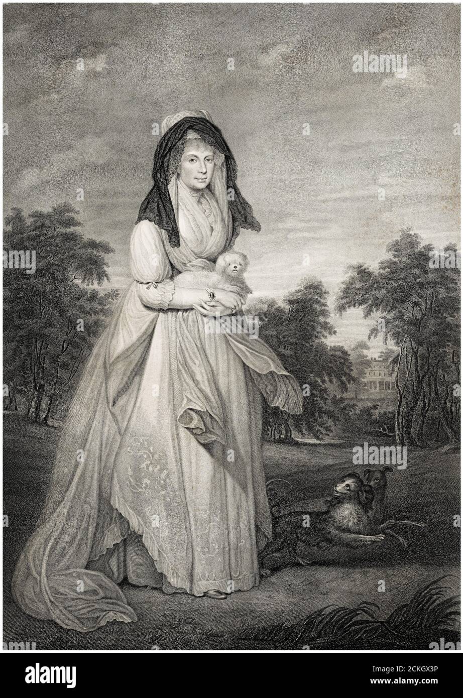 Regina Charlotte di Mecklenburg-Strelitz (1744-1818), Regina consorte del Regno Unito, incisione ritratto di Thomas Ryder dopo William Beechey, 1804 Foto Stock