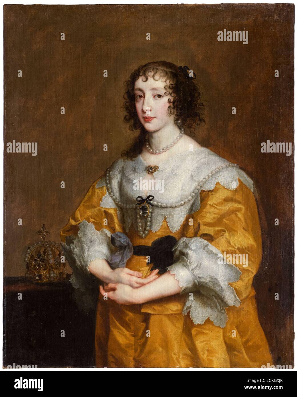 Una incinta regina Enrichetta Maria (1609-1669), regina consorte e moglie di Carlo i d'Inghilterra, Scozia e Irlanda, ritratto di Anthony van Dyck, 1636 Foto Stock