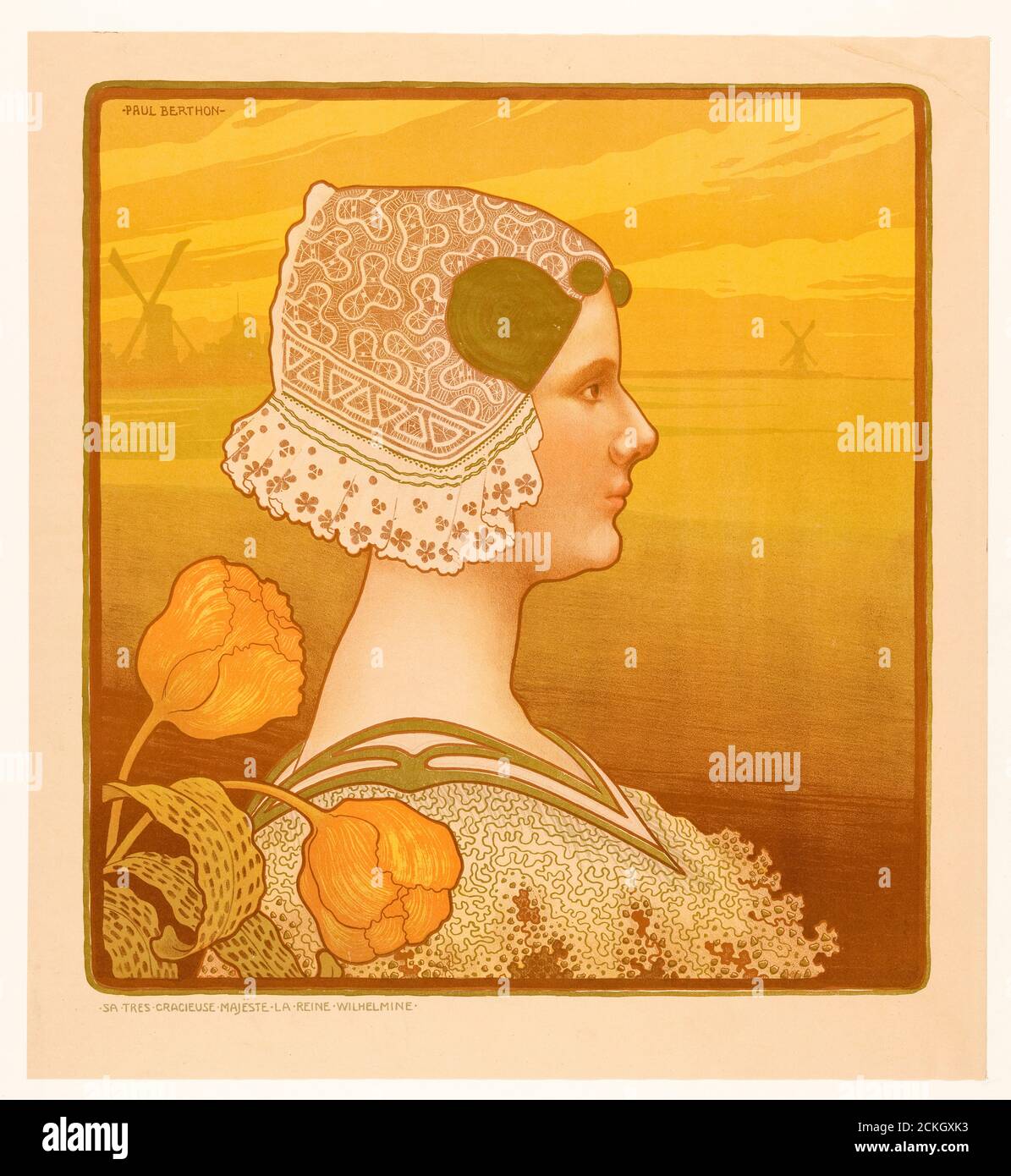 Wilhelmina (1880-1962), Regina dei Paesi Bassi, stampa litografica di Paul Berthon, 1898 Foto Stock