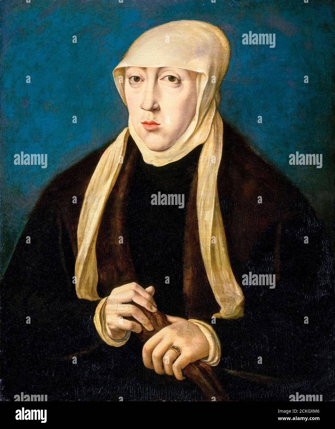 Maria d'Ungheria (1505-1558), Governatore dei Paesi Bassi, Regina Consorte d'Ungheria e Boemia, ritratto dipinto, copia dopo Jan Cornelisz Vermeyen, 16th secolo Foto Stock