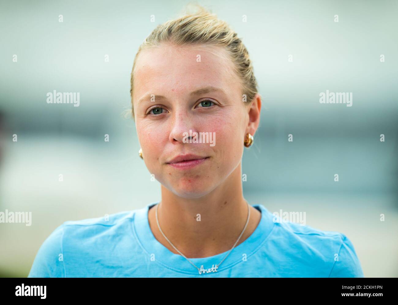 Anet Kontaveit dell'Estonia parla ai media dopo il Primo round al 2020 internazionali BNL d'Italia WTA Premier 5 torneo di tennis su Septemb Foto Stock