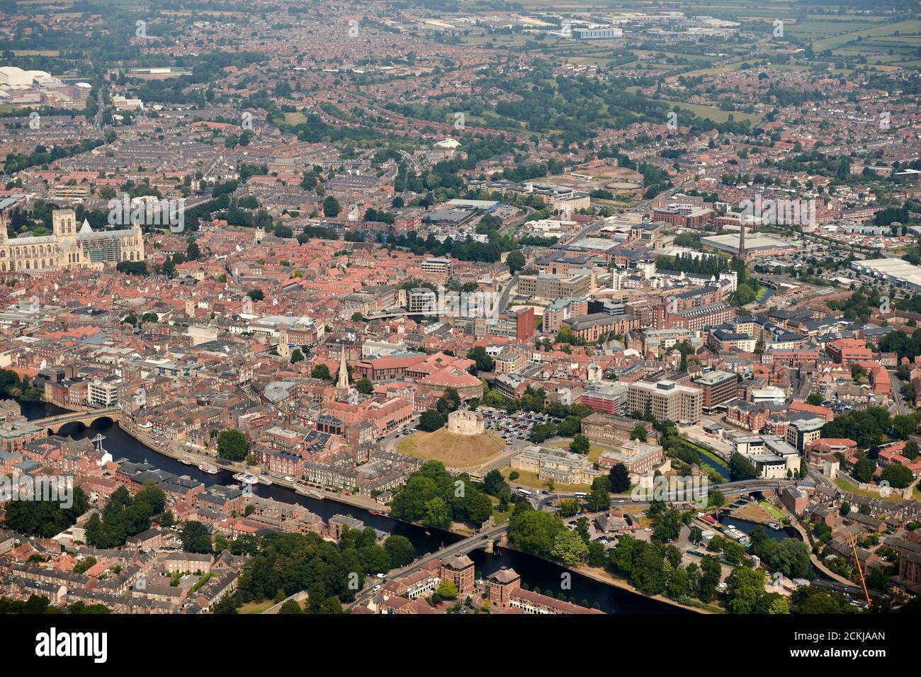 Una vista aerea della città di York, dello Yorkshire del Nord, dell'Inghilterra del Nord, del Regno Unito Foto Stock