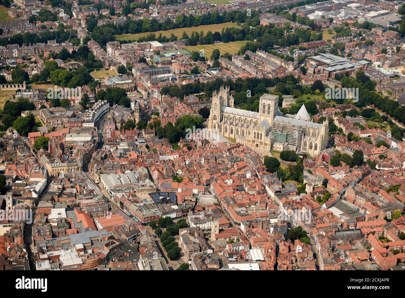 Una vista aerea della città di York, dello Yorkshire del Nord, dell'Inghilterra del Nord, del Regno Unito Foto Stock