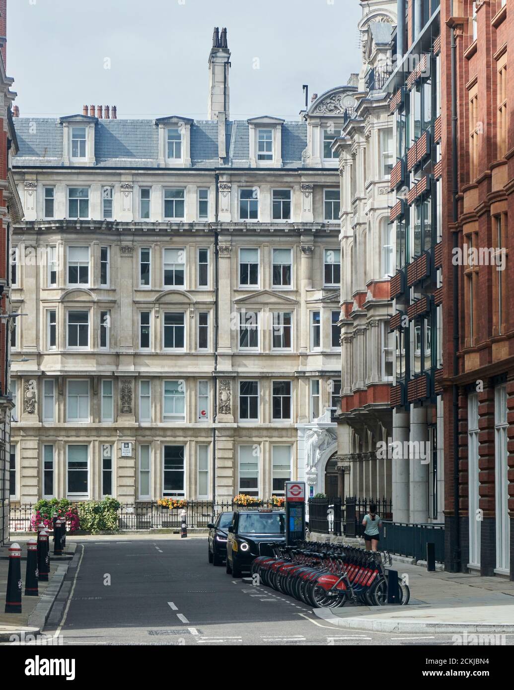 Città di Londra Empty Street Scenes, sotto Covid 19, nell'agosto 2020, Regno Unito Foto Stock