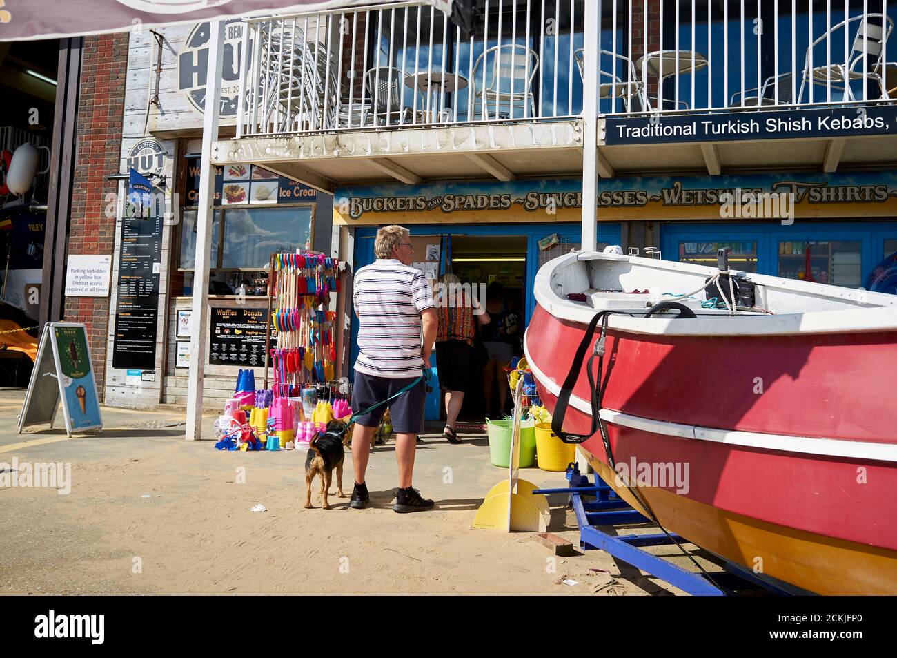 La spiaggia di Filey Cobble Landing, North Yorkshire costa est, Inghilterra settentrionale, Regno Unito Foto Stock