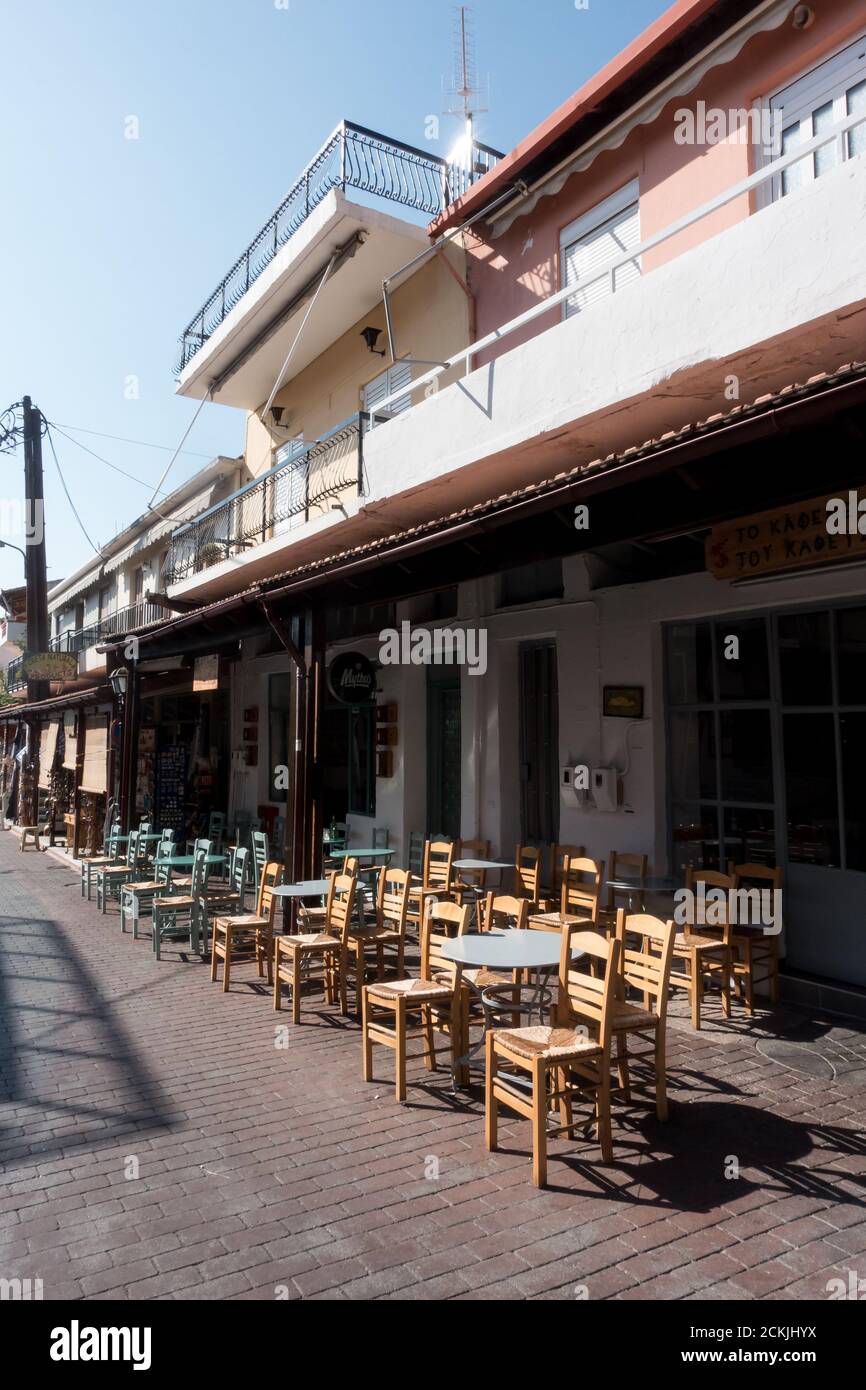 Street cafe Spili, Creta, Grecia Foto Stock