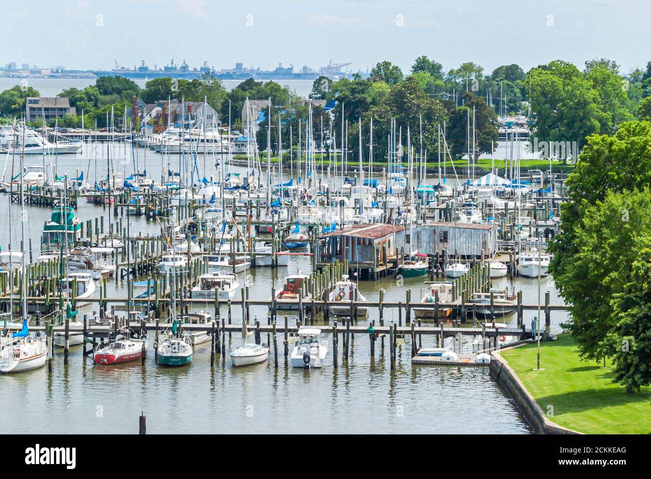 Hampton Virginia, Tidewater Area, Hampton River Water, marina barche porto barca porto Hampton Yacht Club Cedar Point yachts Foto Stock