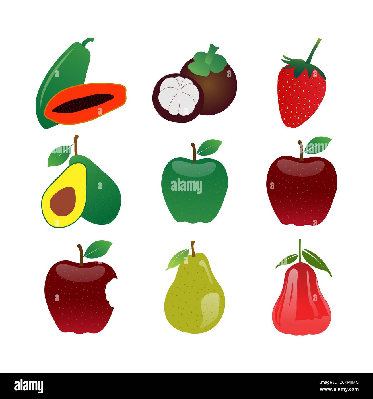 modello di set di frutta realistico Foto Stock