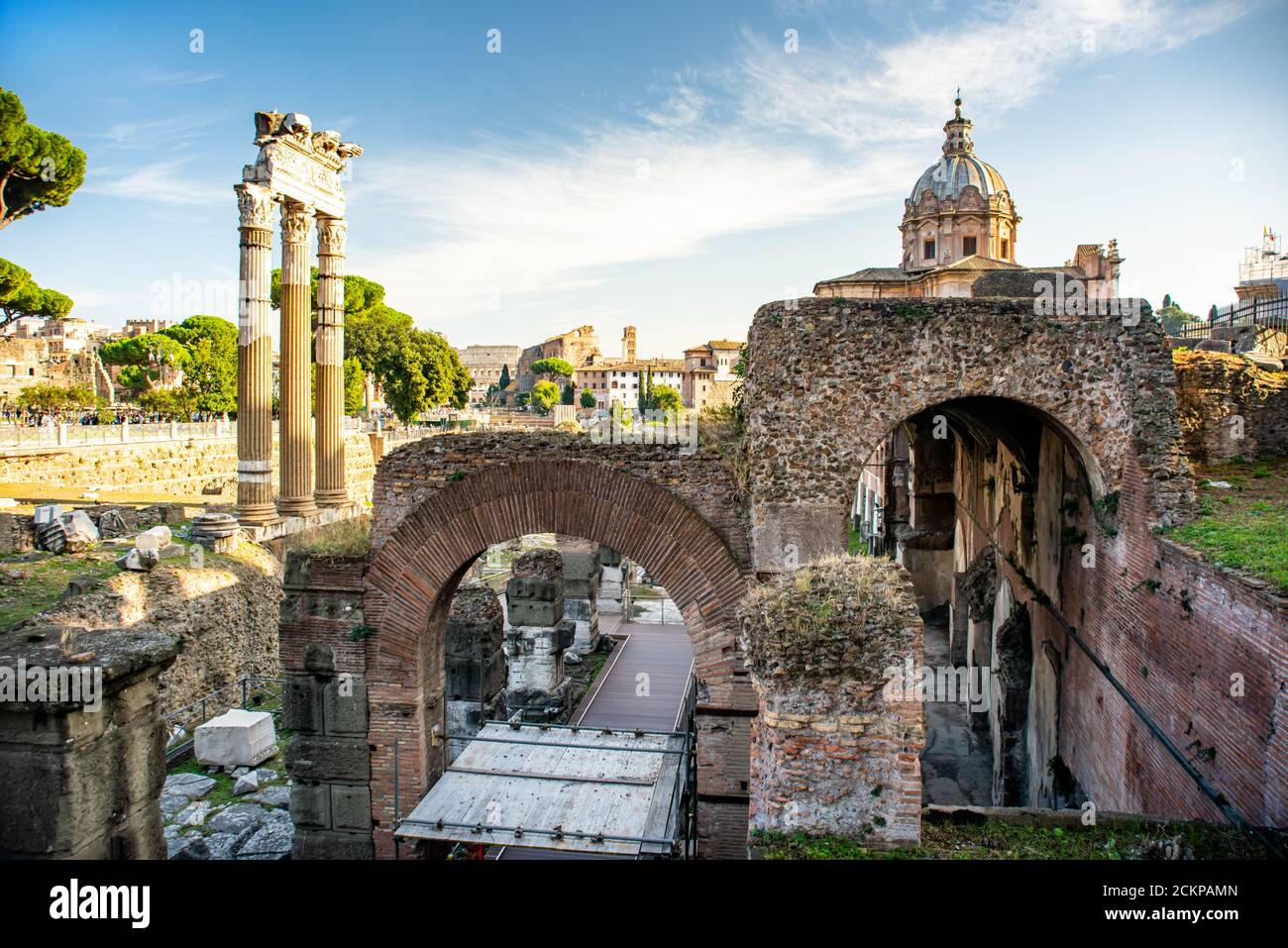 Vista del Forum Romanum dal Campidoglio in Italia, Roma. Viaggi nel mondo Foto Stock