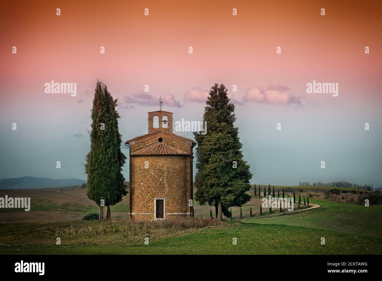 Cappella di Vitaleta Foto Stock