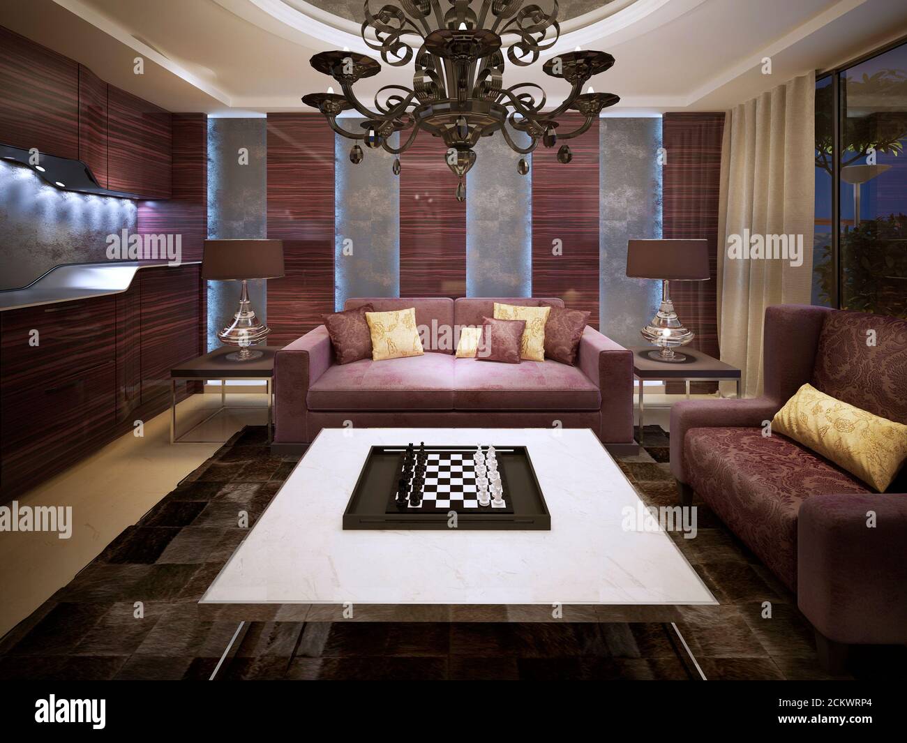 Soggiorno dal design moderno. rendering 3d Foto Stock Soggiorno dal design moderno. rendering 3d Foto Stock