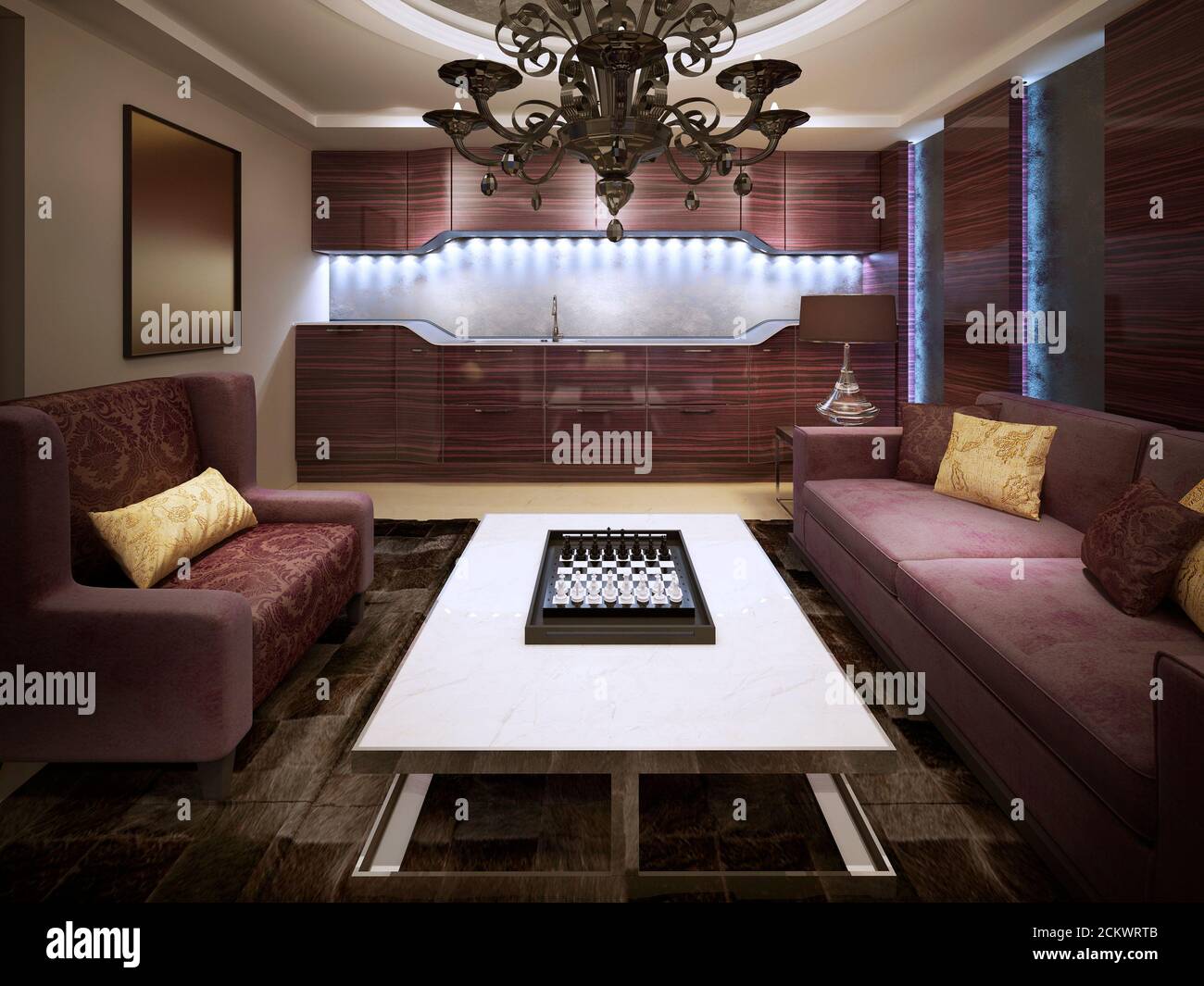 Design classico del soggiorno. rendering 3d Foto Stock