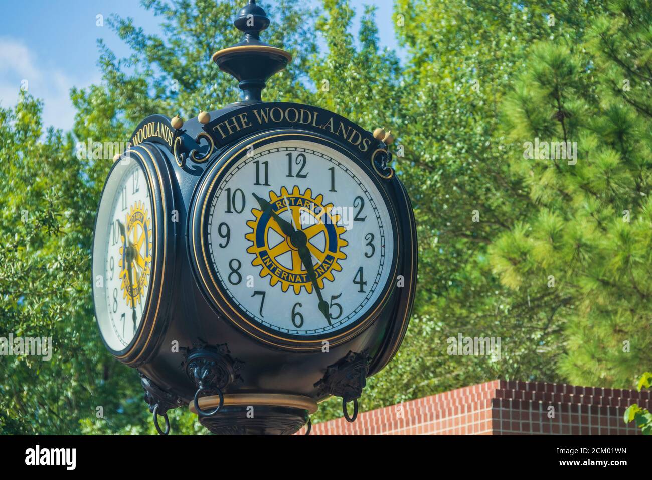 Torre dell'Orologio nel Woodlands Market Street Center, The Woodlands, Texas. Foto Stock