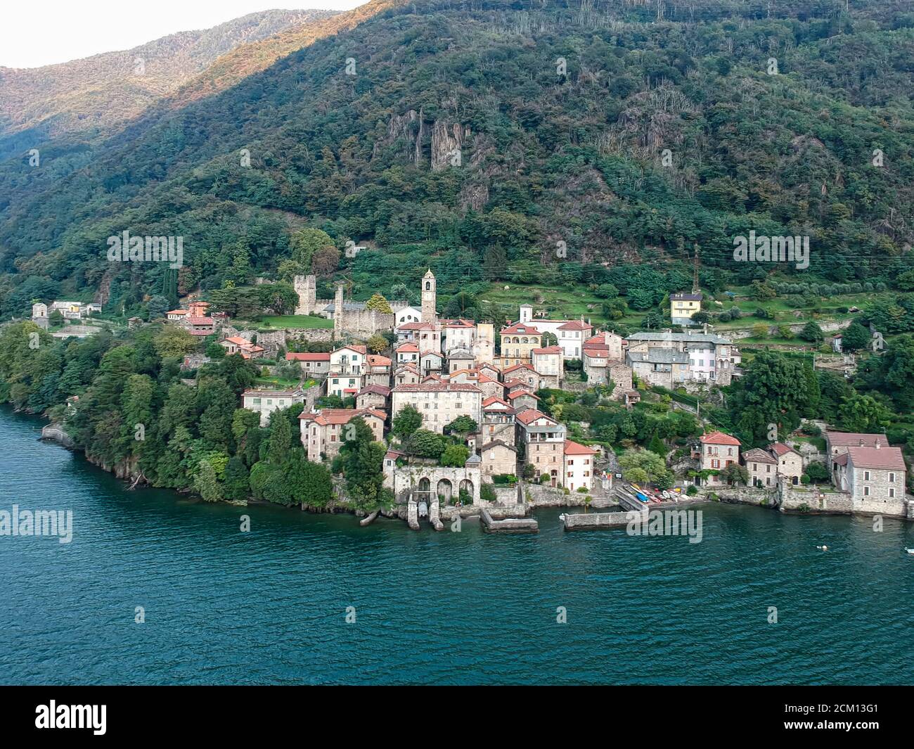 Veduta aerea di Corenno Plinio Foto Stock