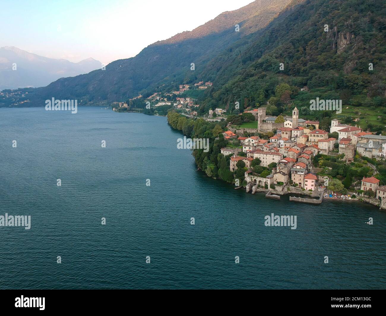 Veduta aerea di Corenno Plinio Foto Stock