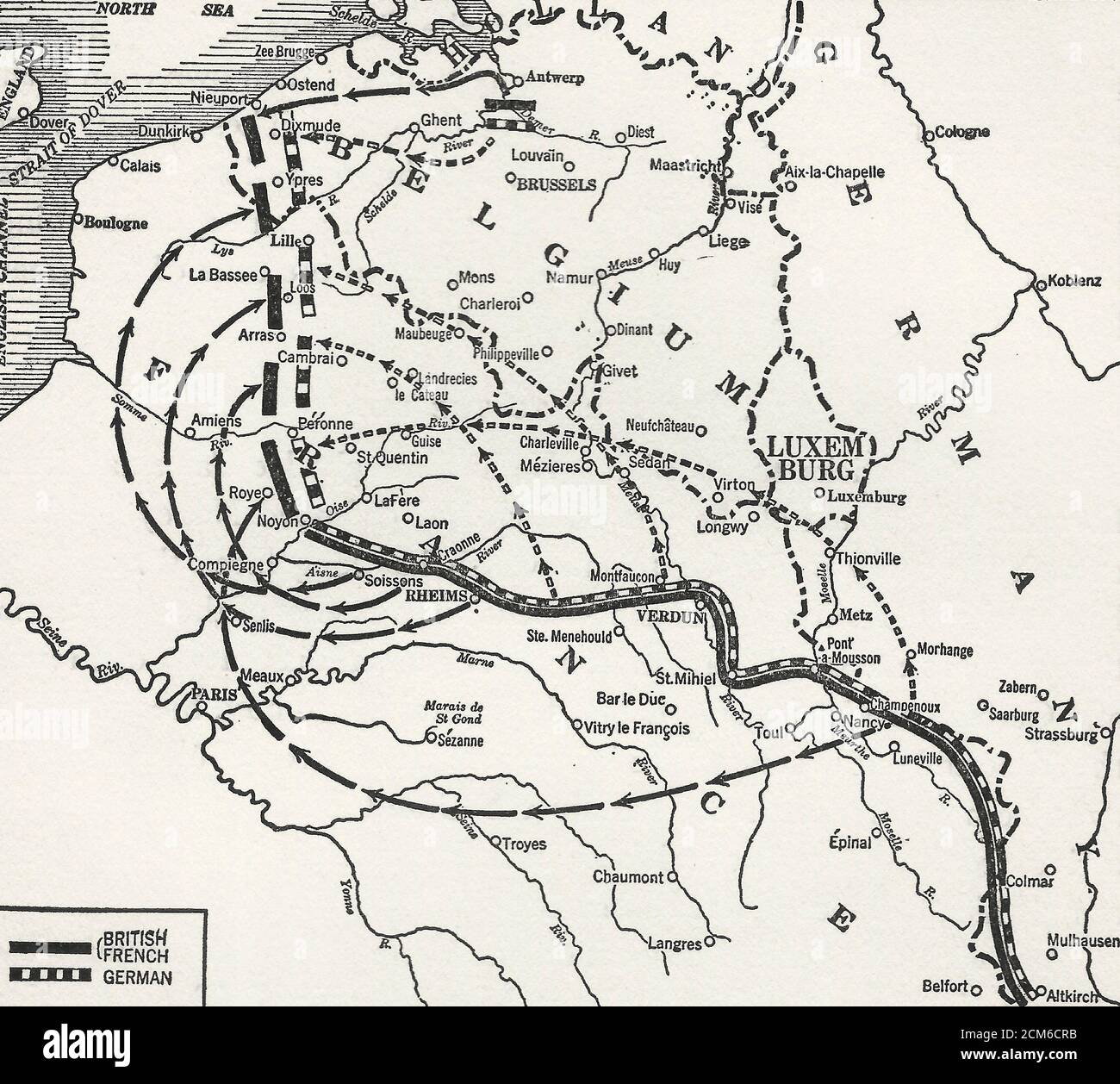 La corsa al mare dell'esercito tedesco all'inizio Della prima guerra mondiale Foto Stock