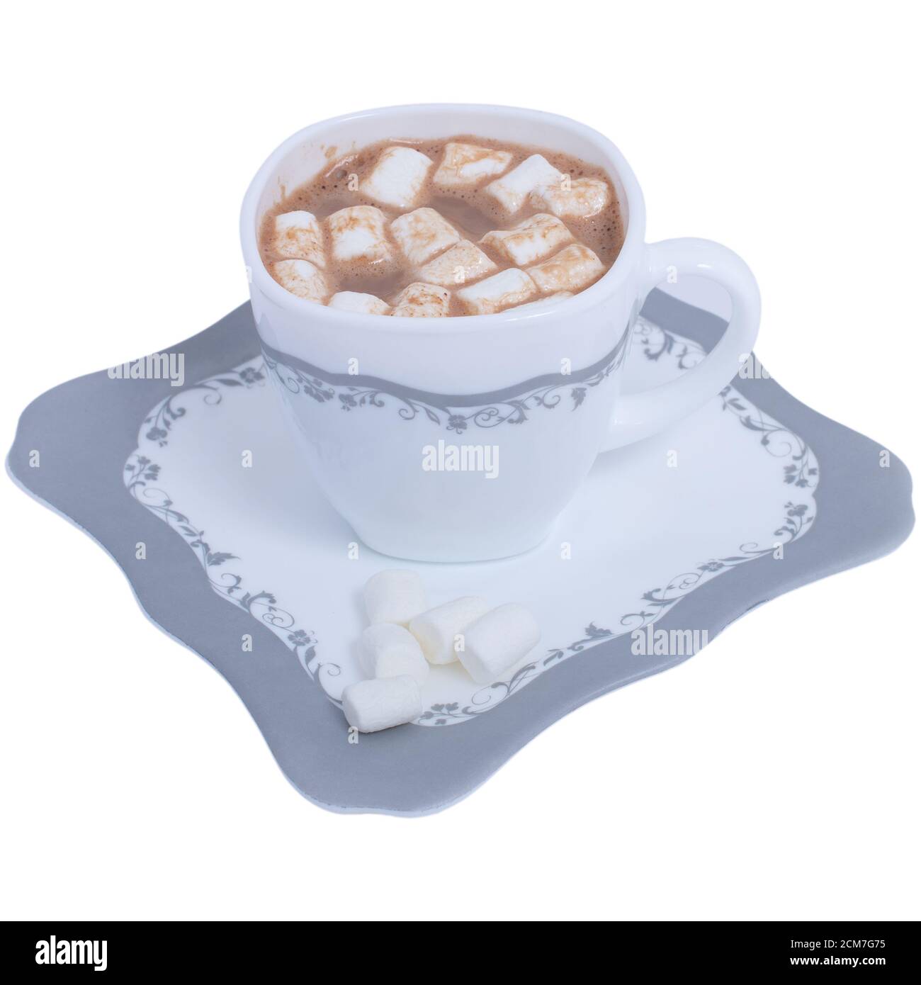 Immagini Stock - Piatto In Ceramica Con Marshmallow, Bastoncino Di