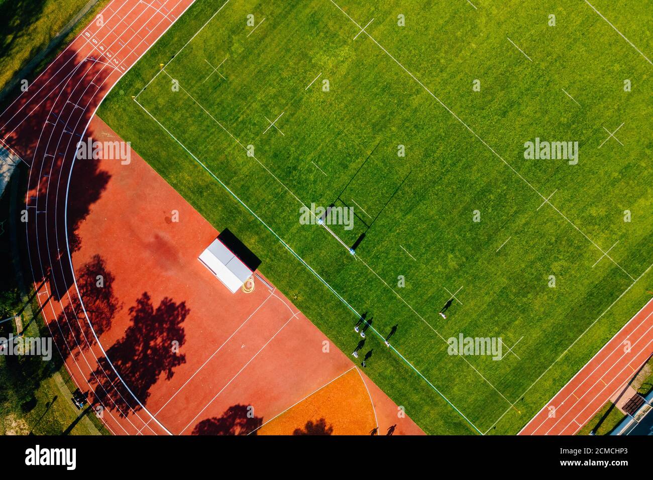 riprese dallo stadio di rugby dall'alto Foto Stock