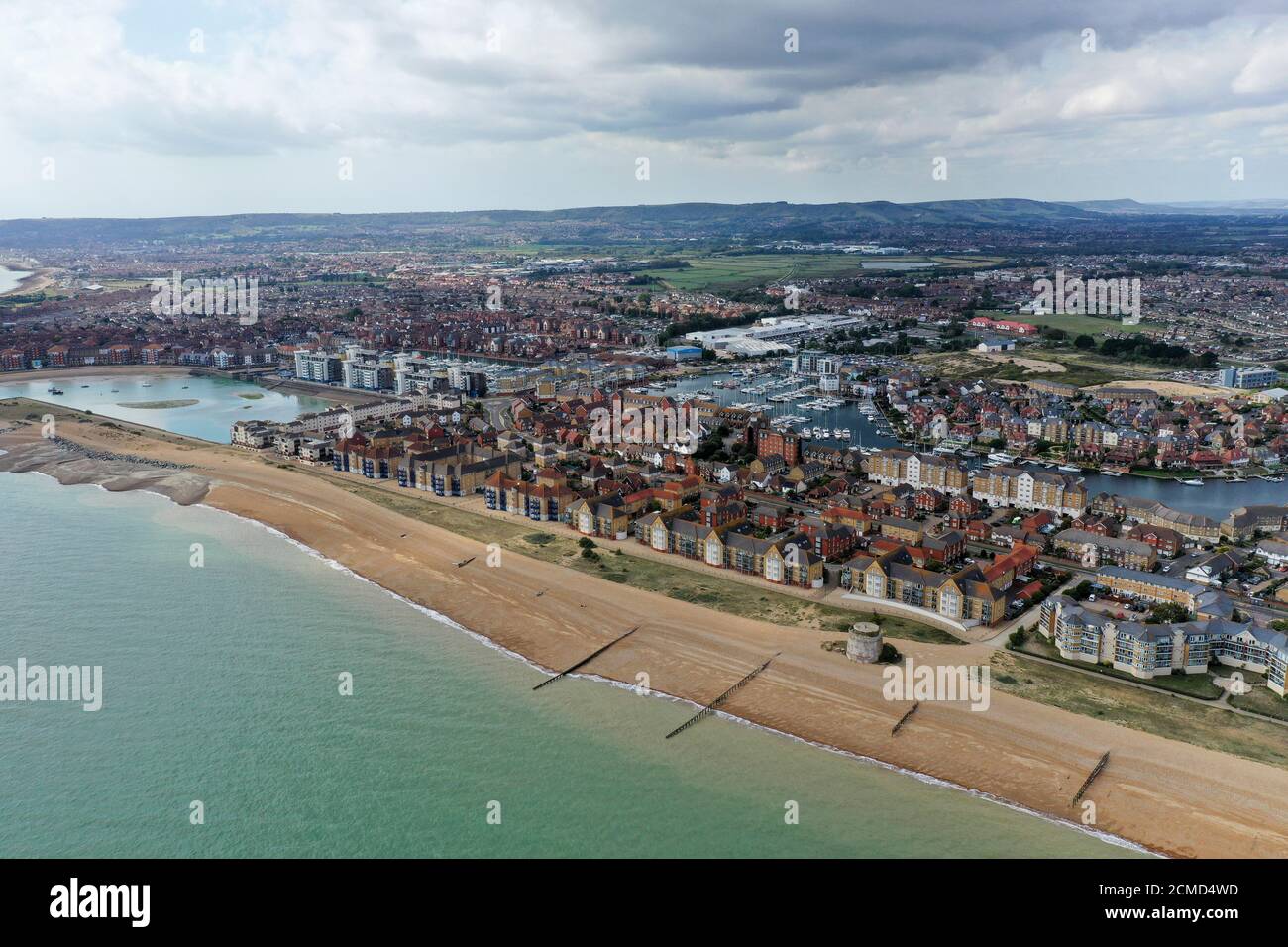Veduta aerea del drone di Eastbourne East Sussex Foto Stock