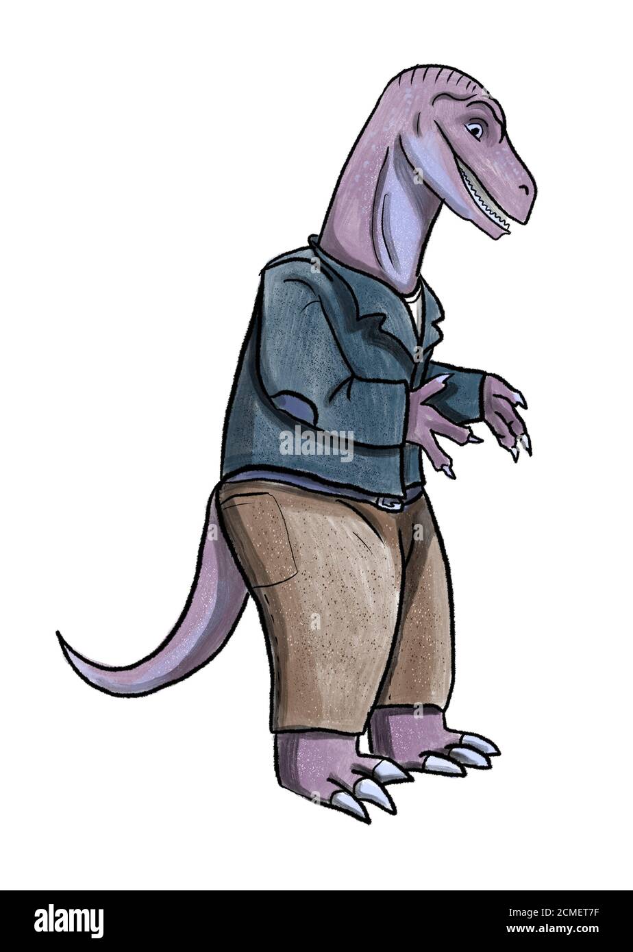 illustrazione dei personaggi dei dinosauri antropomorfi Foto Stock
