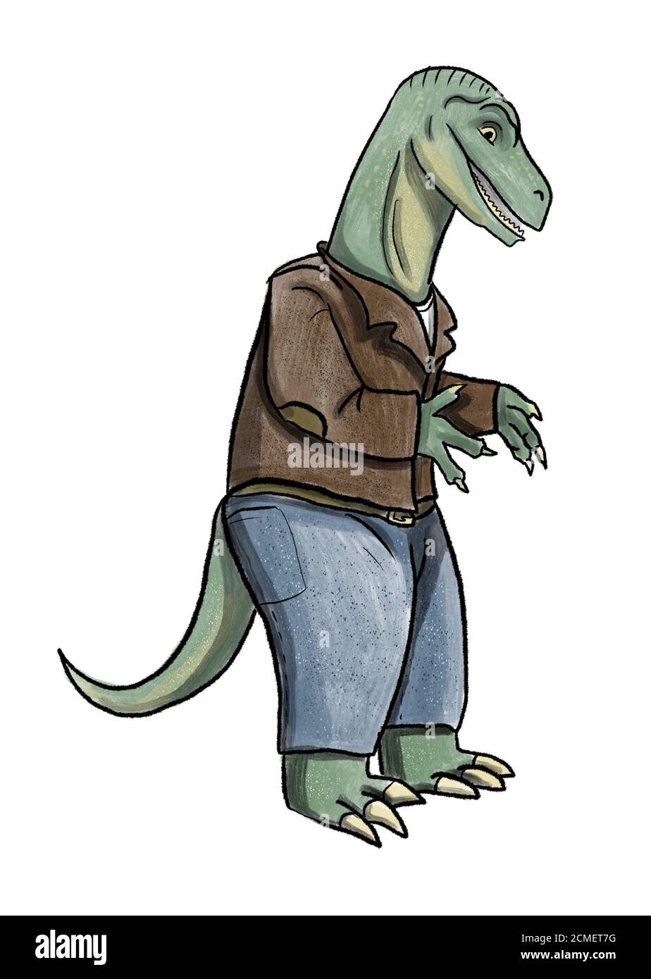 illustrazione dei personaggi dei dinosauri antropomorfi Foto Stock